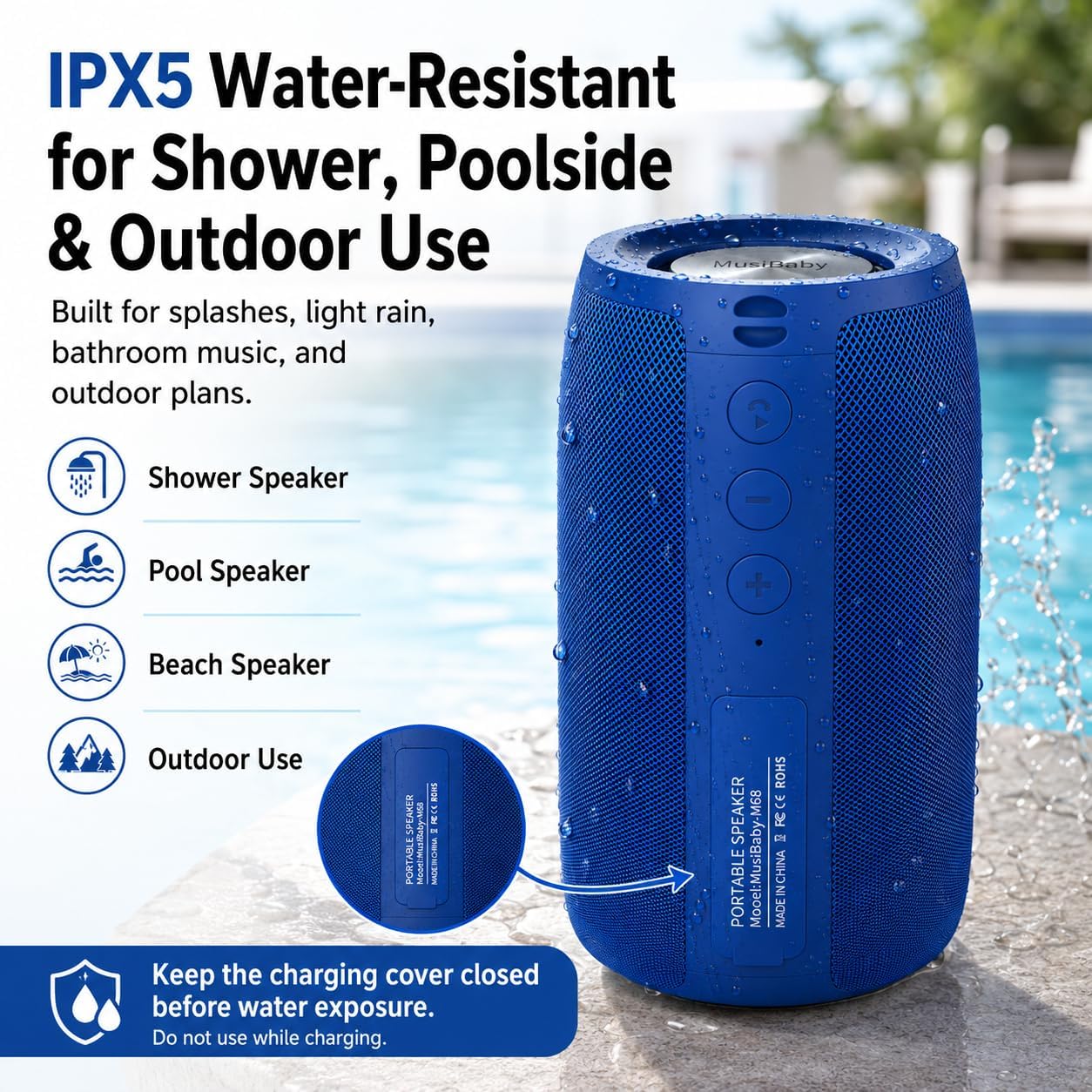 PARLANTE PORTÁTIL MUSIBABY M68 BLUETOOTH AZUL - 4