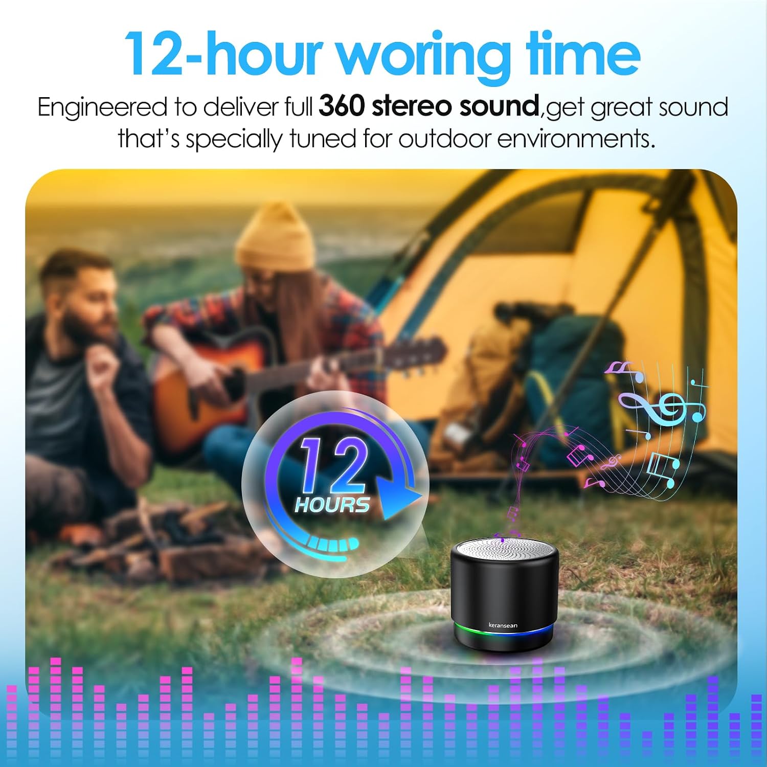 PARLANTE PORTÁTIL BLUETOOTH KERANSEAN MINI CON MICRÓFONO Y LUZ - 4