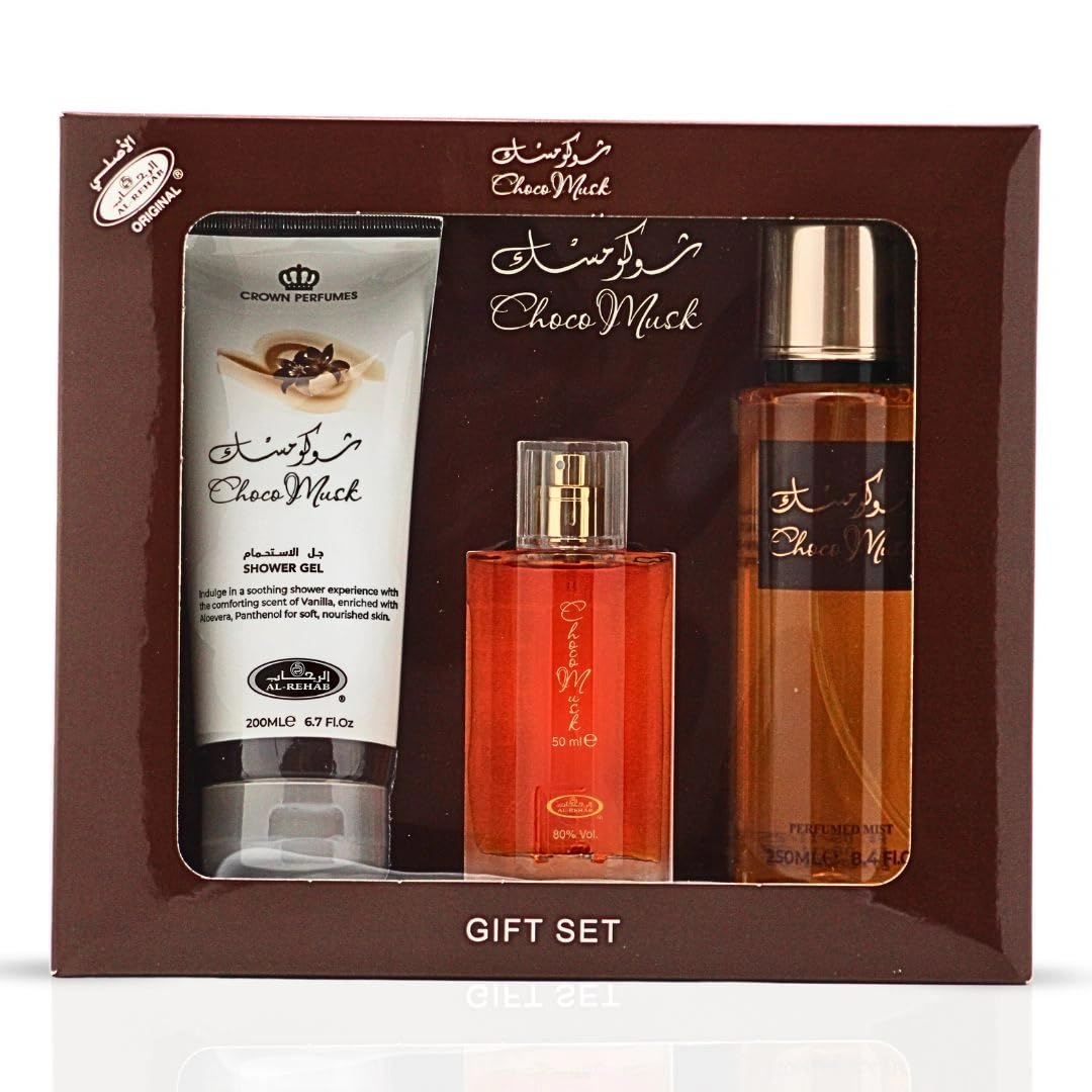SET DE FRAGANCIAS AL-REHAB CHOCO MUSK 3 PIEZAS PARA HOMBRE Y MUJER - 1