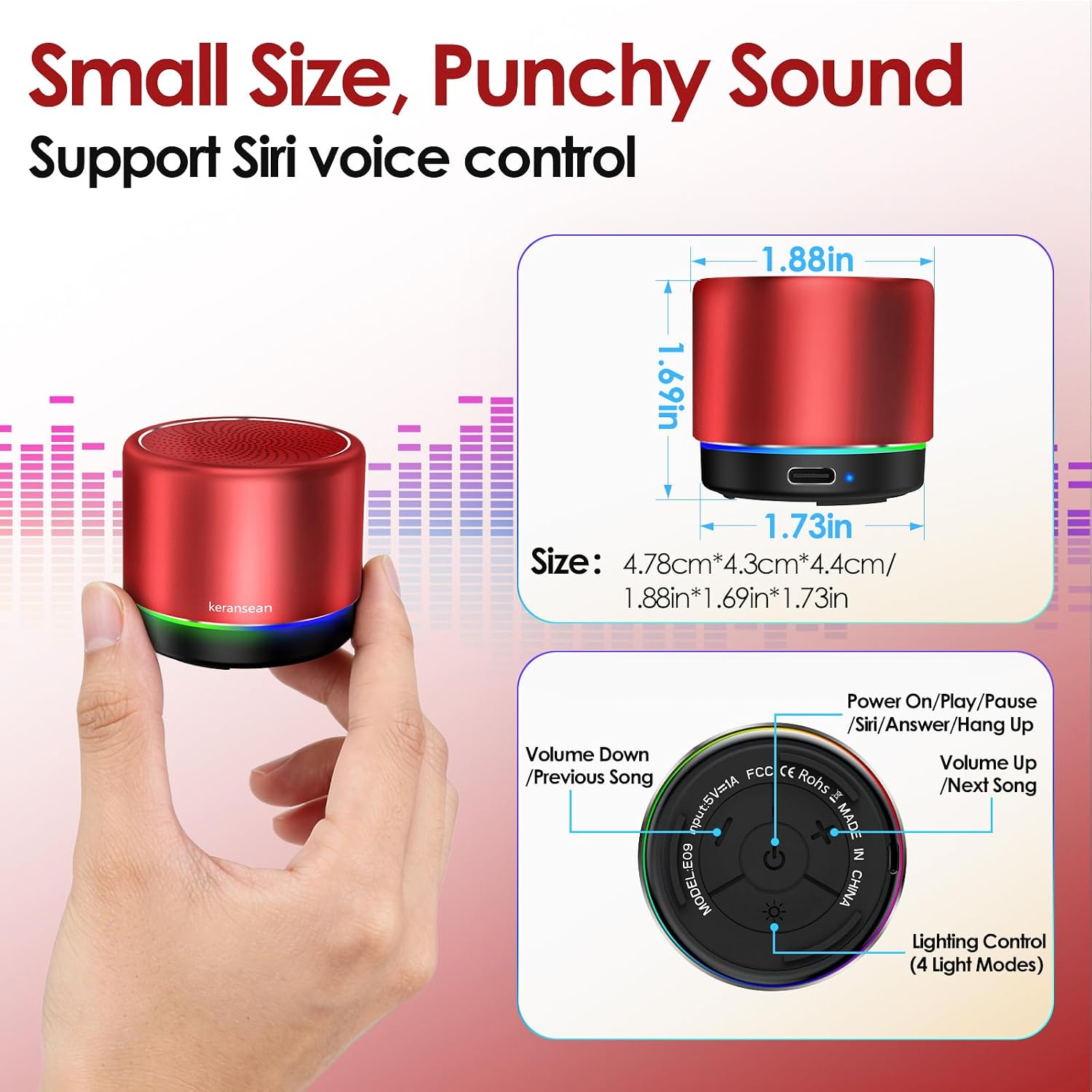 PARLANTE PORTÁTIL BLUETOOTH KERANSEAN MINI CON MICRÓFONO HD - 5