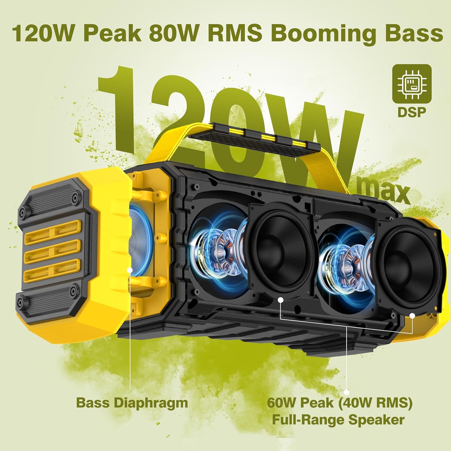 PARLANTE PORTÁTIL TOMPROAD K30 BLUETOOTH 80W AMARILLO - 2