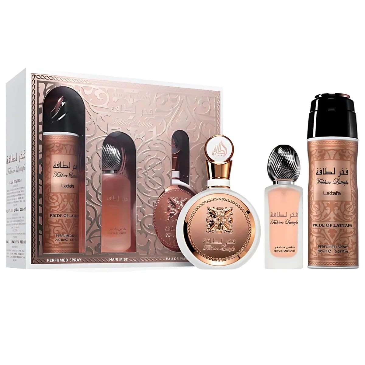 SET DE PERFUMES LATTAFA FAKHAR PARA MUJER 3 PIEZAS 11.8 FL OZ - 1