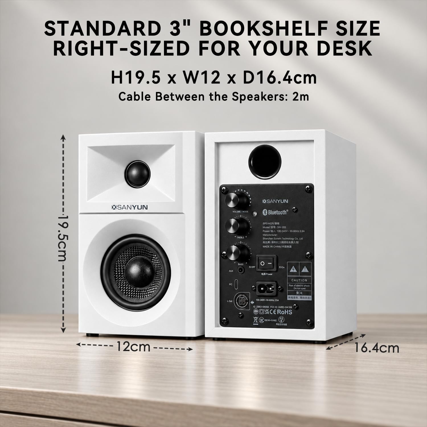 PARLANTES DE COMPUTADORA SANYUN SW203 3' 60W BLANCO - 2