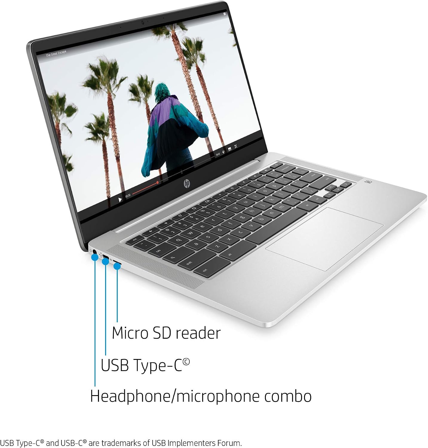 LAPTOP HP 14 CHROMEBOOK 14 MINERAL SILVER 4GB RAM 64GB EMMC - 2