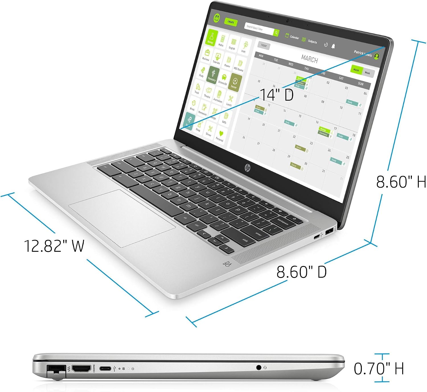 LAPTOP HP 14 CHROMEBOOK 14 MINERAL SILVER 4GB RAM 64GB EMMC - 3