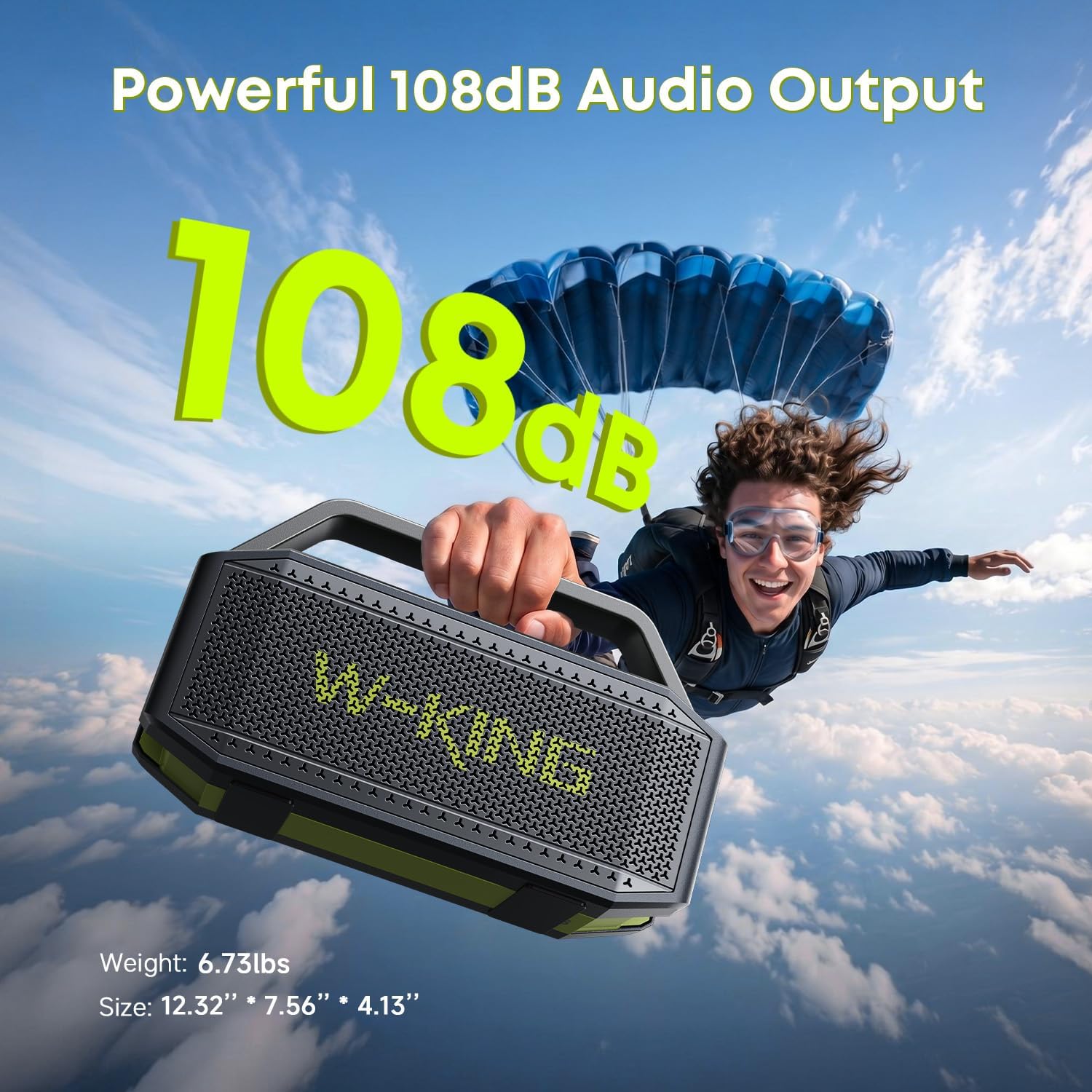PARLANTE PORTÁTIL BLUETOOTH W-KING D9-1 100W IMPERMEABLE VERDE - 4