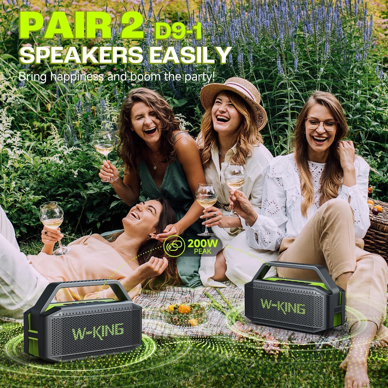 PARLANTE PORTÁTIL BLUETOOTH W-KING D9-1 100W IMPERMEABLE VERDE - 5