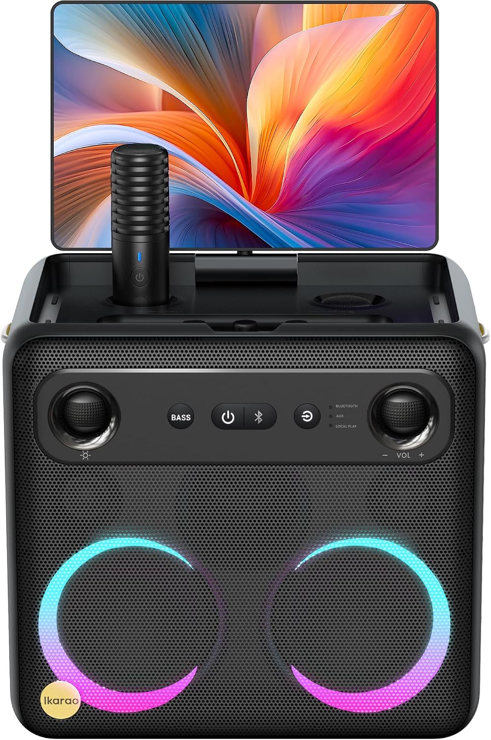 MÁQUINA DE KARAOKE IKARAO BREAK X2 CON PANTALLA 10.1', 32GB, 2 MICRÓFONOS INALÁMBRICOS, 300W - 1