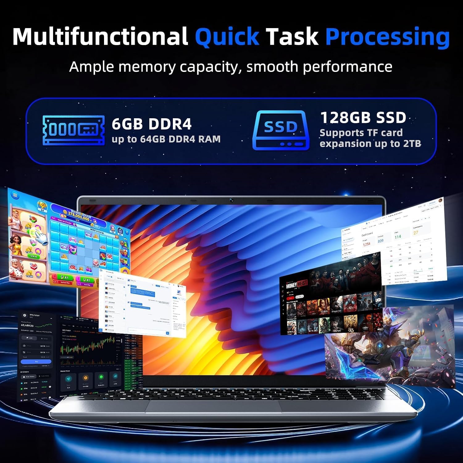 LAPTOP MELIUNA 15.6'' AI CON OFFICE 365, 6GB RAM, 128GB SSD - 4