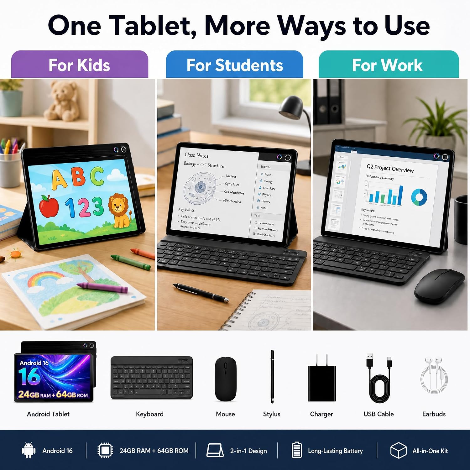 TABLET JEAZANS ANDROID 16 10.1 PULGADAS 2 EN 1 CON TECLADO - 2