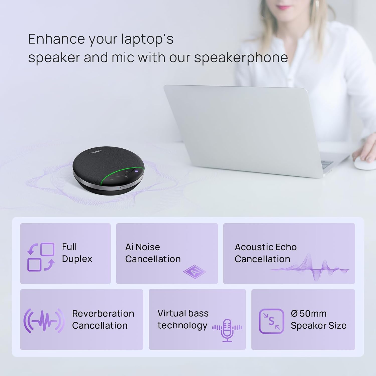 PARLANTE BLUETOOTH YEALINK SP92 PARA CONFERENCIAS CON MICRÓFONO Y USB - 3