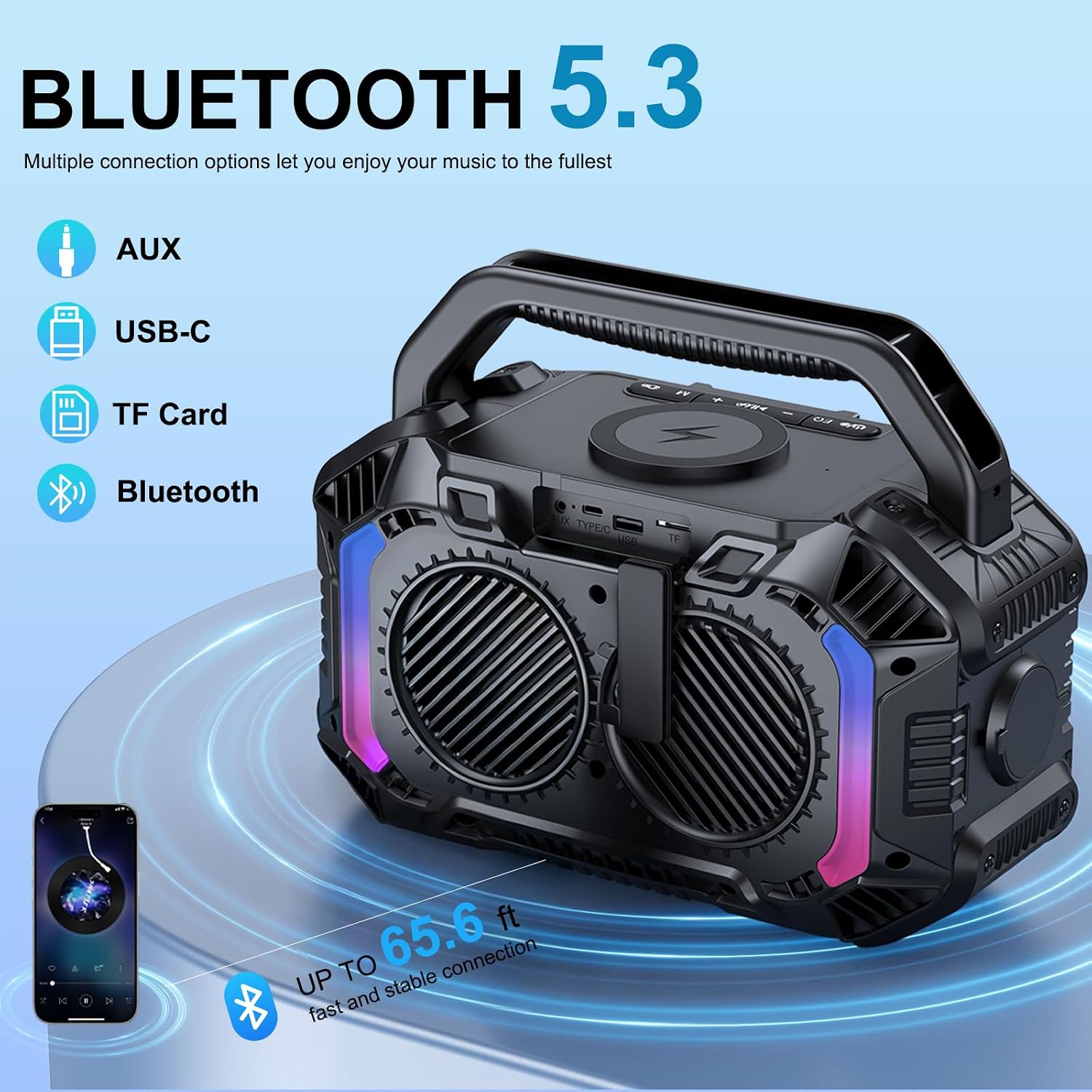 PARLANTE BLUETOOTH OMUCA 100W IPX7 NEGRO FLOTANTE - 3