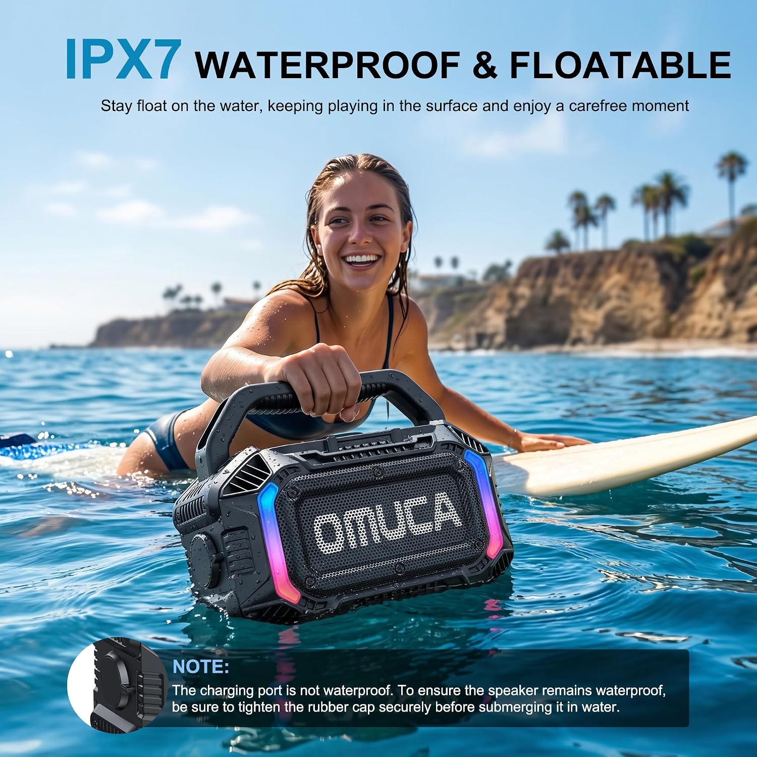 PARLANTE BLUETOOTH OMUCA 100W IPX7 NEGRO FLOTANTE - 4