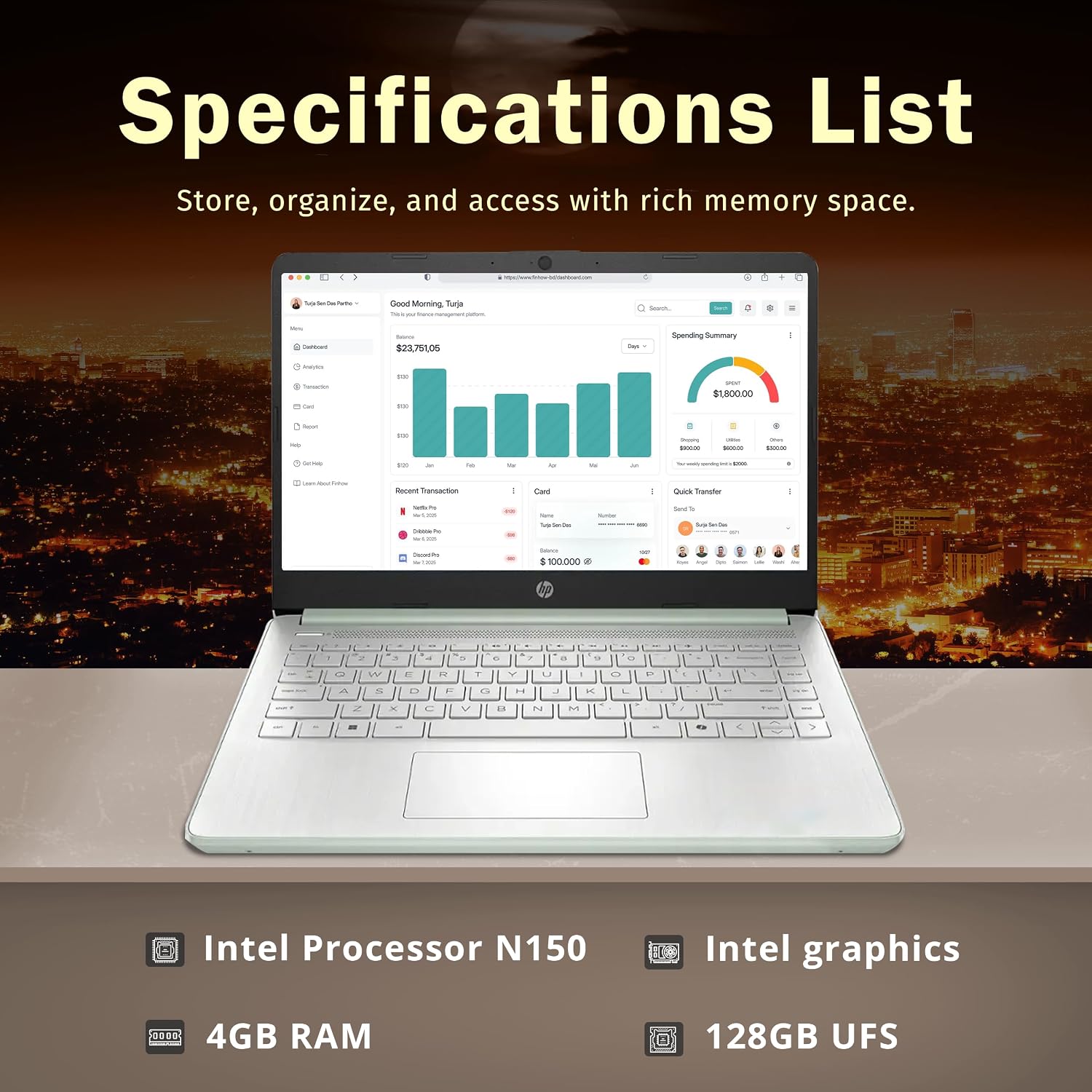 LAPTOP HP STREAM 14' HD INTEL N150 4GB RAM 128GB VERDE RENOVADA - 2