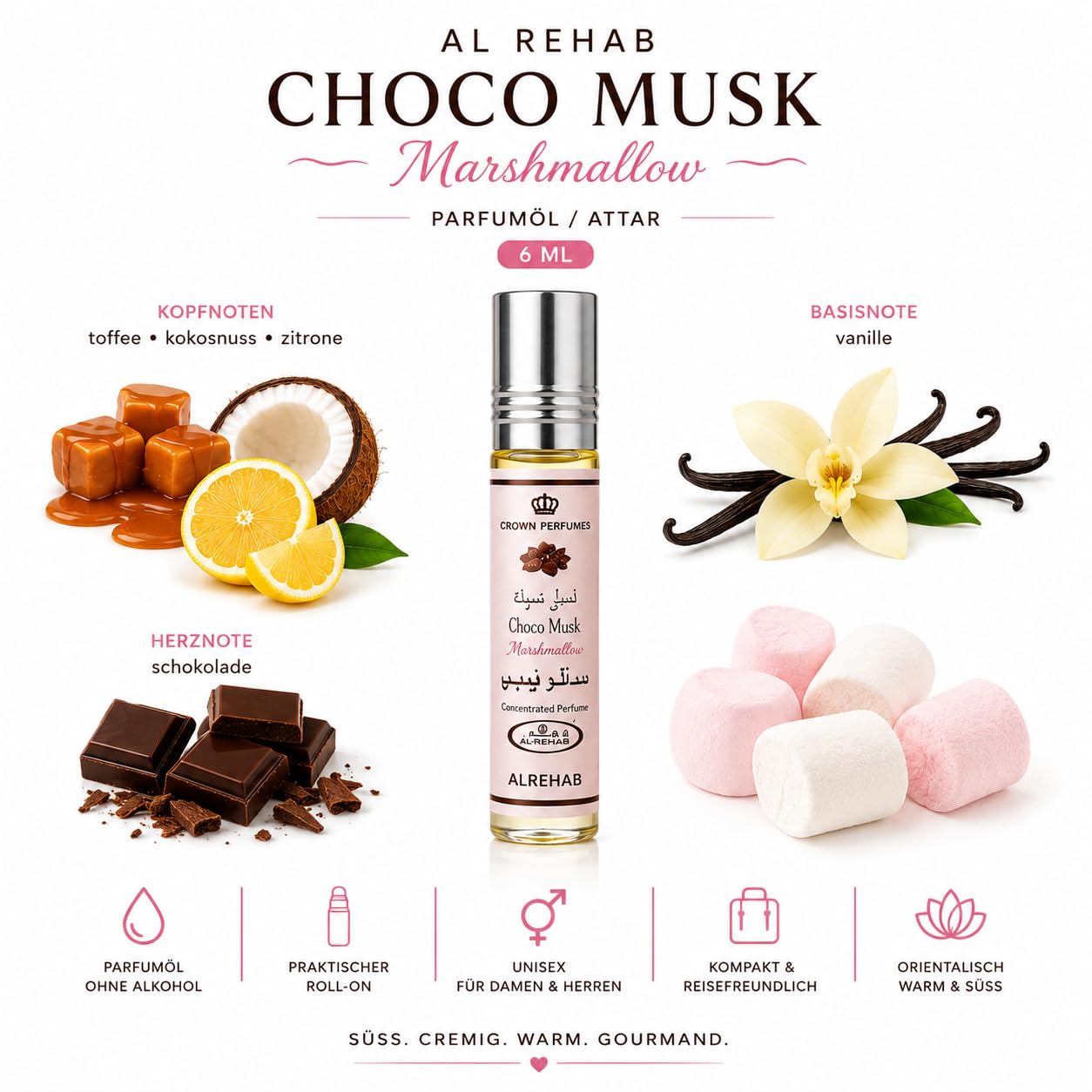 ACEITE PERFUMADO AL REHAB CHOCO MUSK MARSHMALLOW 6ML - 3