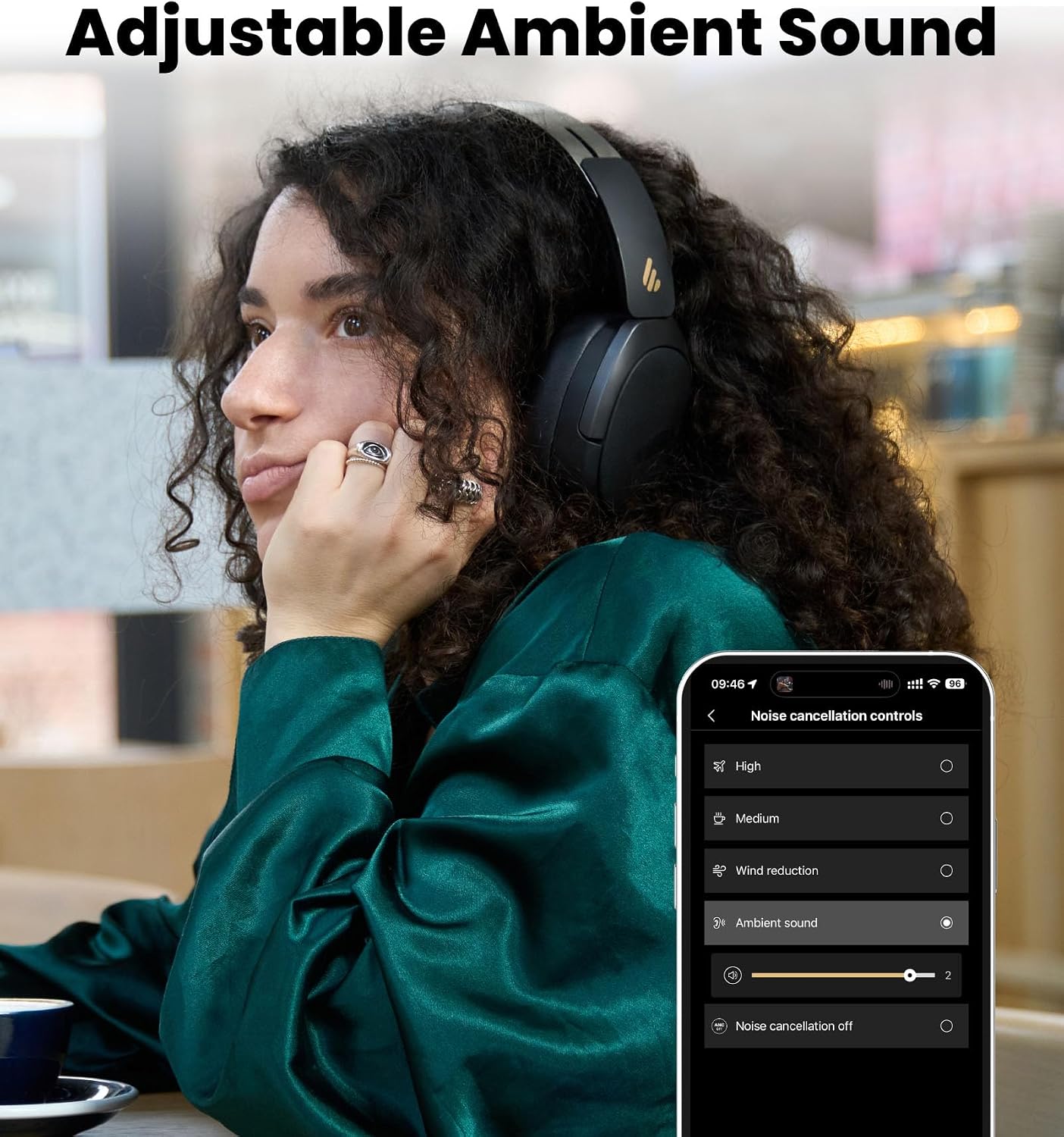 AUDÍFONOS OVER EAR EDIFIER W80 CON CANCELACIÓN ACTIVA DE RUIDO -49DB NEGRO - 3