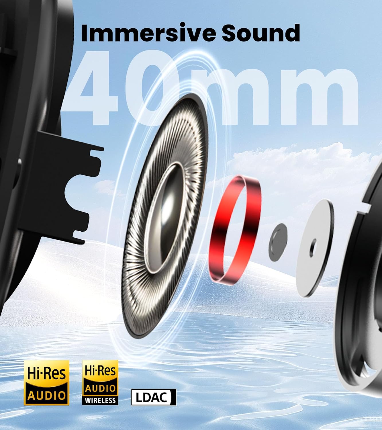 AUDÍFONOS OVER EAR EDIFIER W80 CON CANCELACIÓN ACTIVA DE RUIDO -49DB NEGRO - 5