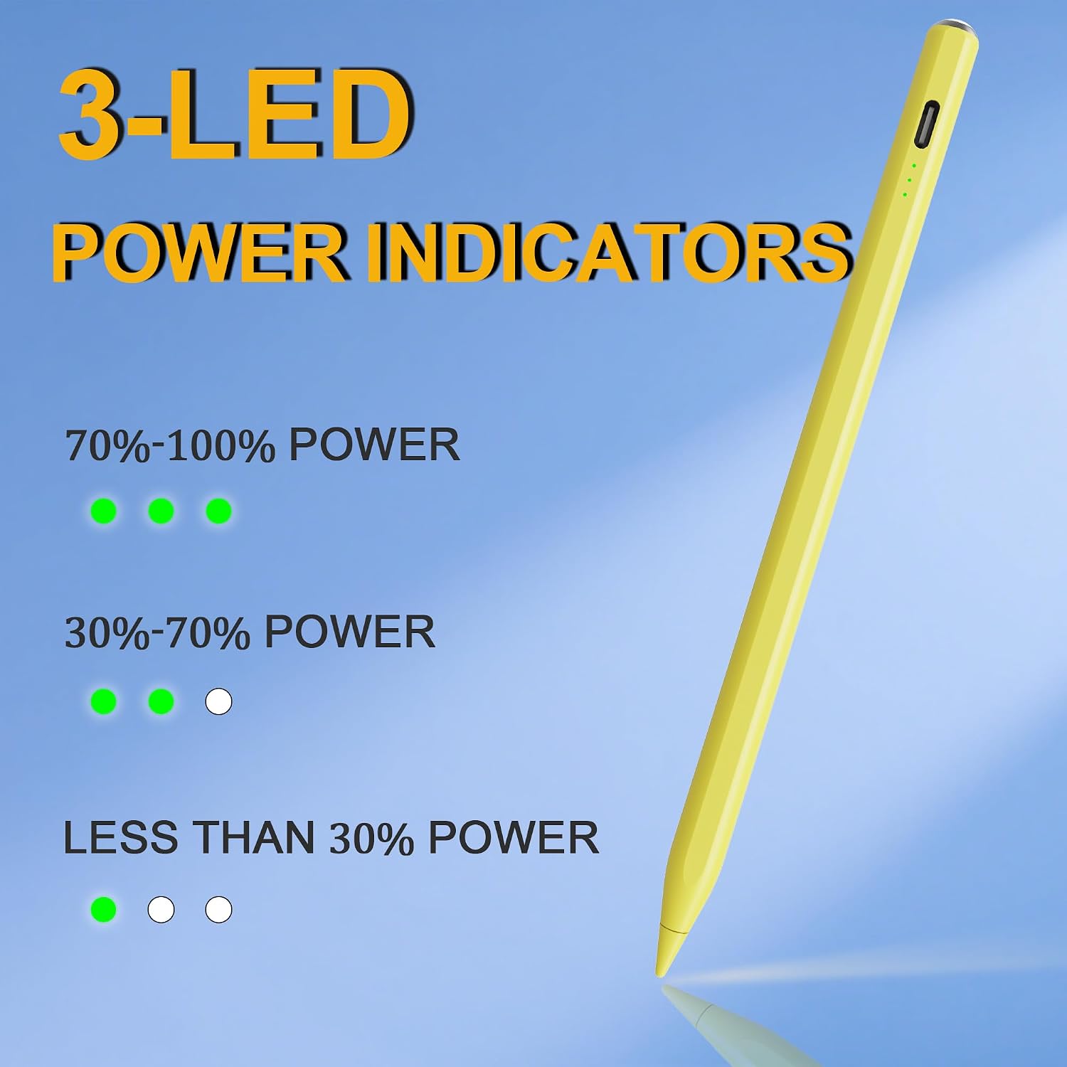 LÁPIZ STYLUS XIRON PARA IPAD 2018-2026 CARGA RÁPIDA 15 MIN AMARILLO - 4