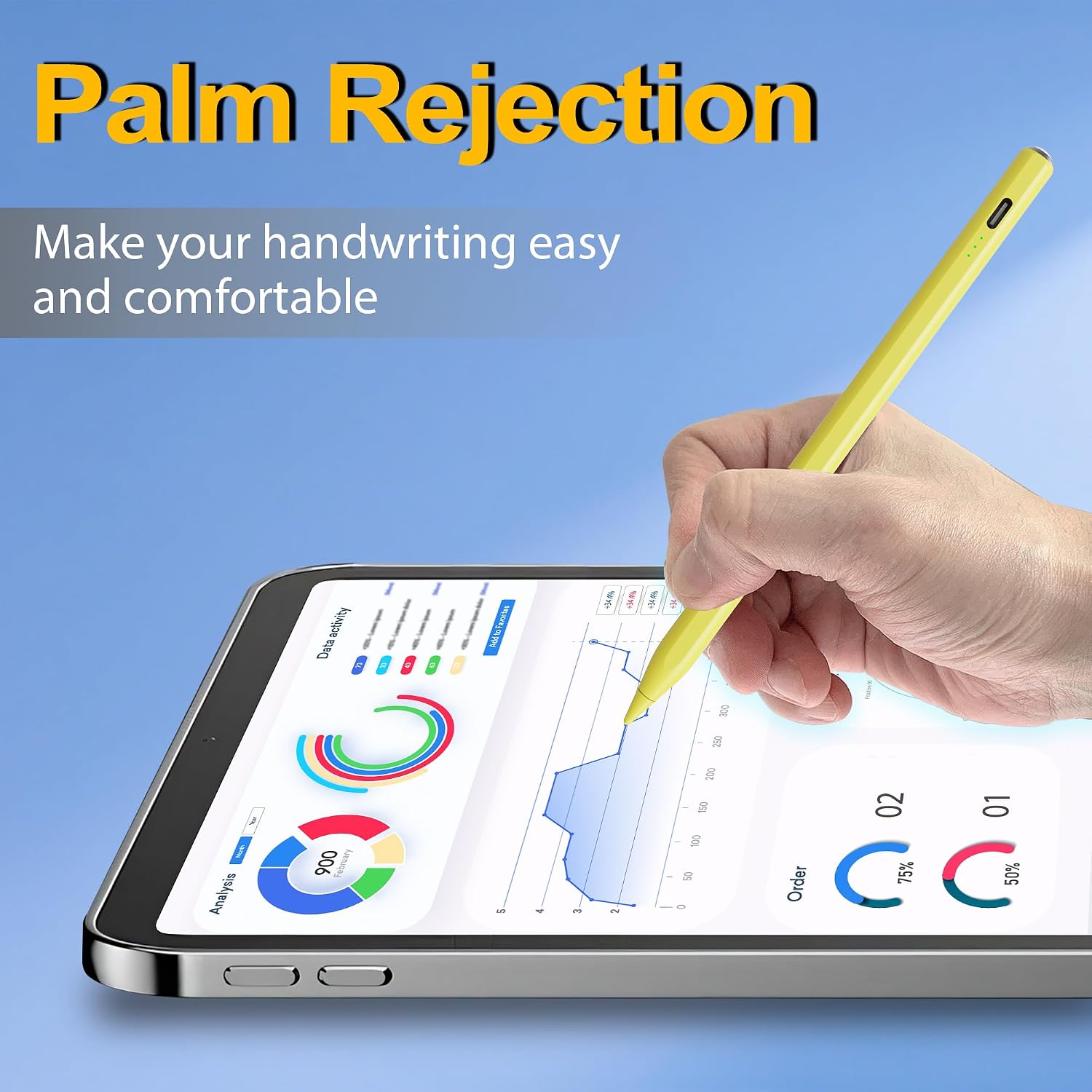 LÁPIZ STYLUS XIRON PARA IPAD 2018-2026 CARGA RÁPIDA 15 MIN AMARILLO - 5