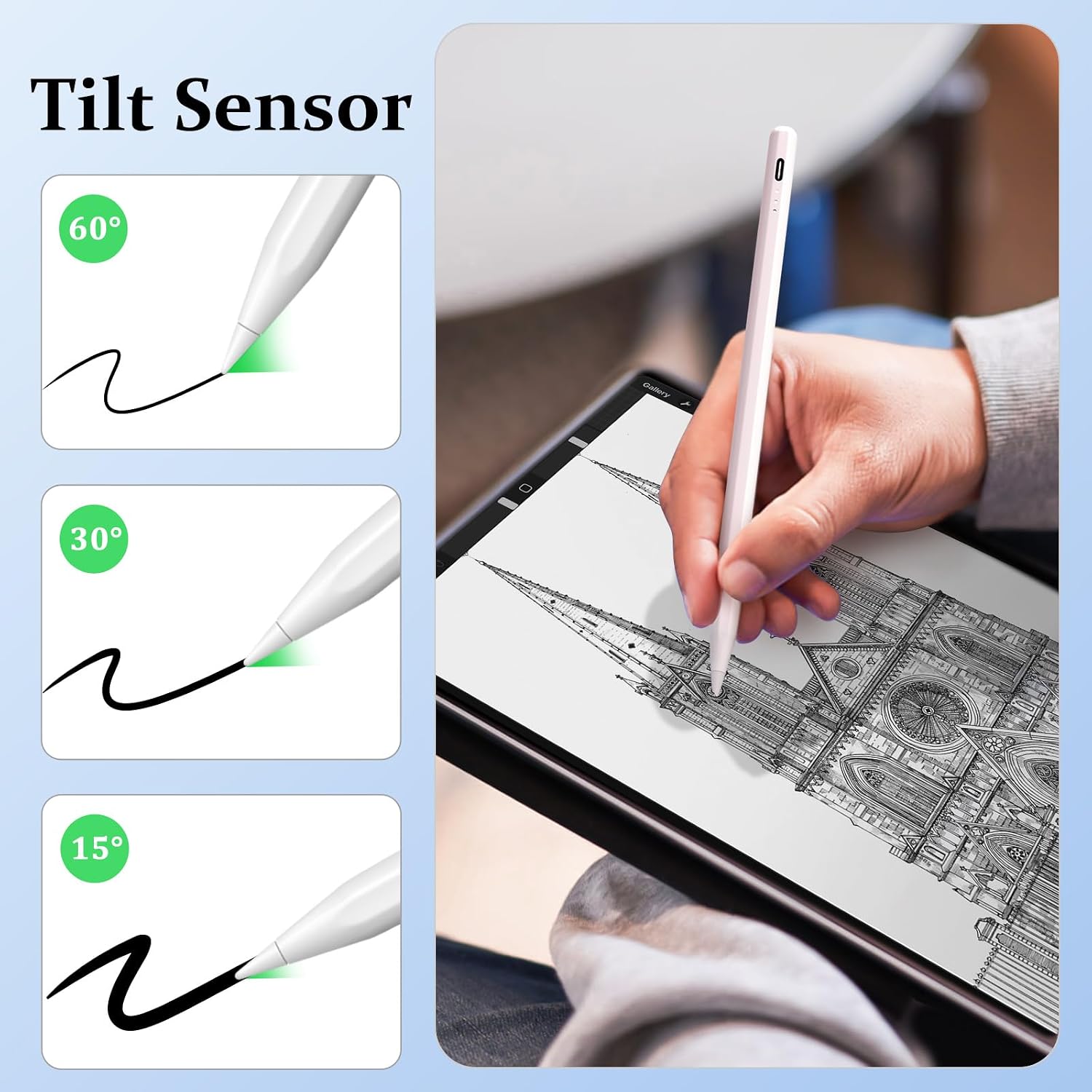 LÁPIZ STYLUS MEKO PARA IPAD CON RECHAZO DE PALMA Y SENSOR DE INCLINACIÓN BLANCO - 5