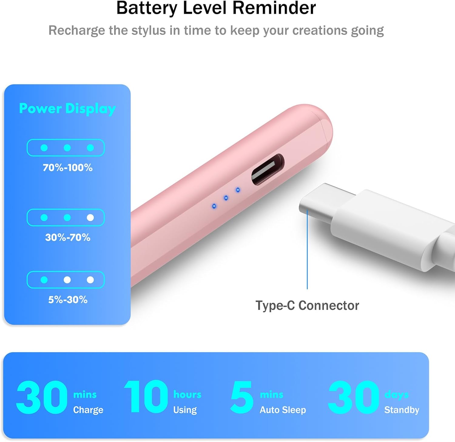 LÁPIZ STYLUS CISTEEN PARA IPAD 2018-2026 CON CARGA RÁPIDA Y SENSOR DE INCLINACIÓN - 3