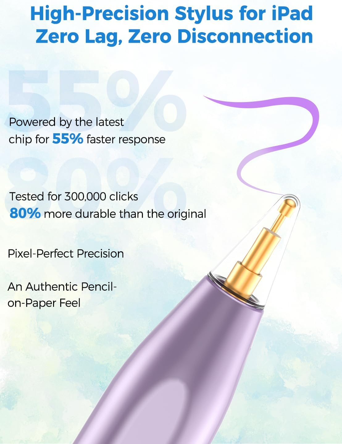 LÁPIZ STYLUS TUJUFREE PARA IPAD 2018-2026 CARGA RÁPIDA MAGNÉTICO MORADO - 3