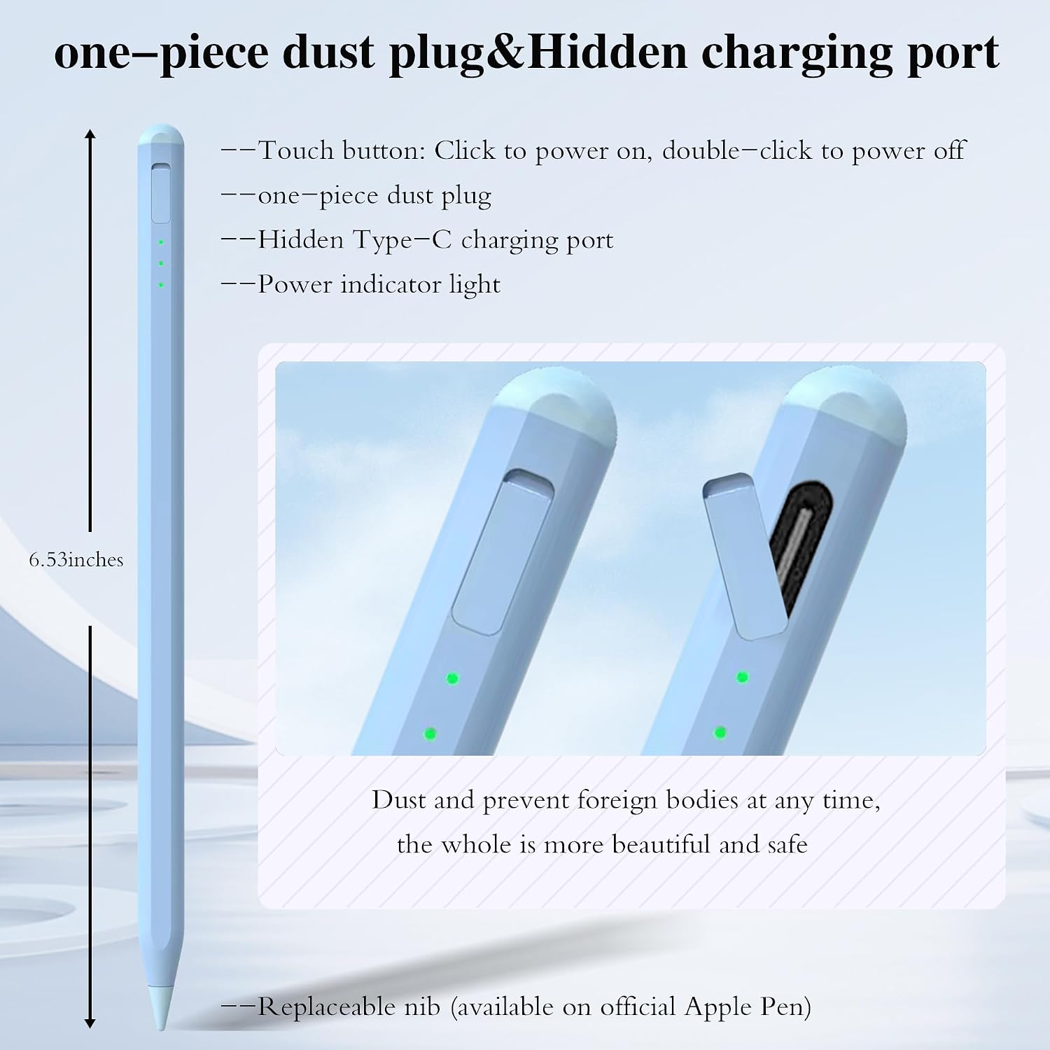 LÁPIZ STYLUS JVKZAEN PARA IPAD 11 Y 10ª GEN CON CARGA RÁPIDA Y SOPORTE PARA LÁPIZ - 4
