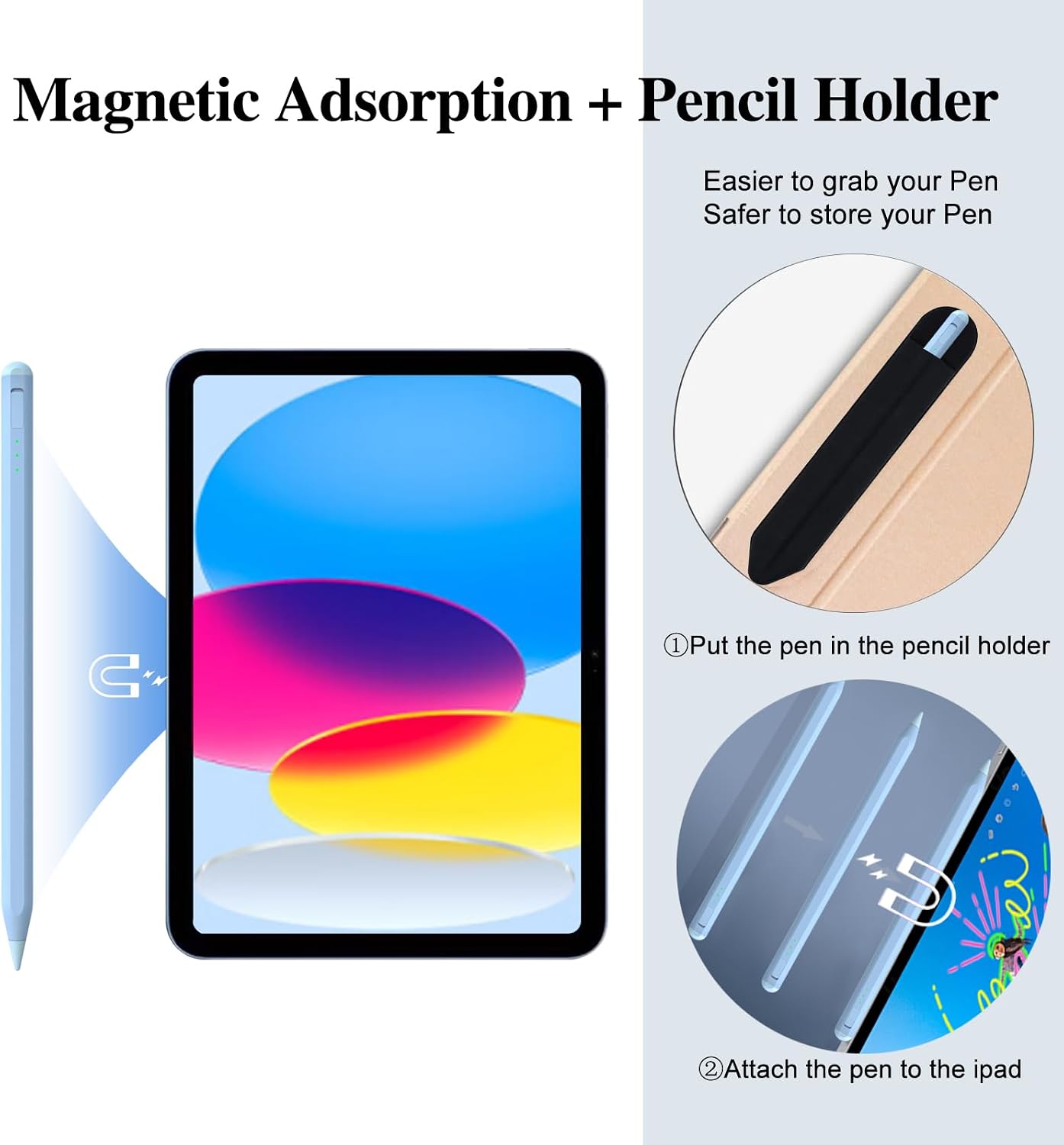 LÁPIZ STYLUS JVKZAEN PARA IPAD 11 Y 10ª GEN CON CARGA RÁPIDA Y SOPORTE PARA LÁPIZ - 5