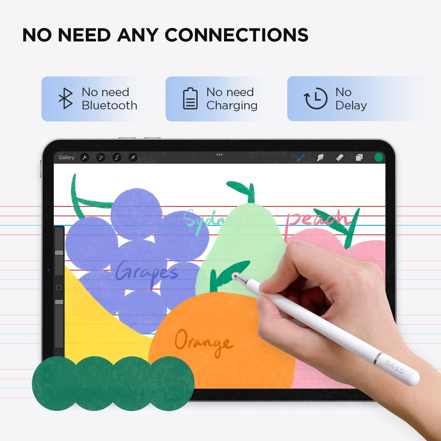 LÁPIZ TÁCTIL OASO CON PUNTA DE DISCO Y TAPA MAGNÉTICA PARA TABLET SAMSUNG Y APPLE IPAD ROSA - 4