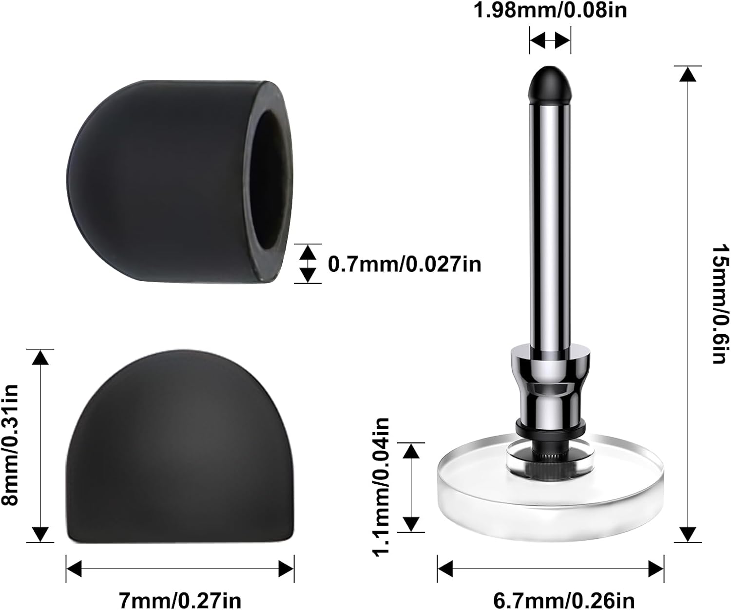 PUNTAS DE REPUESTO PARA LÁPIZ TÁCTIL BOPOMOFO 10 PUNTAS DE GOMA + 5 PUNTAS TRANSPARENTES DE DISCO - 3
