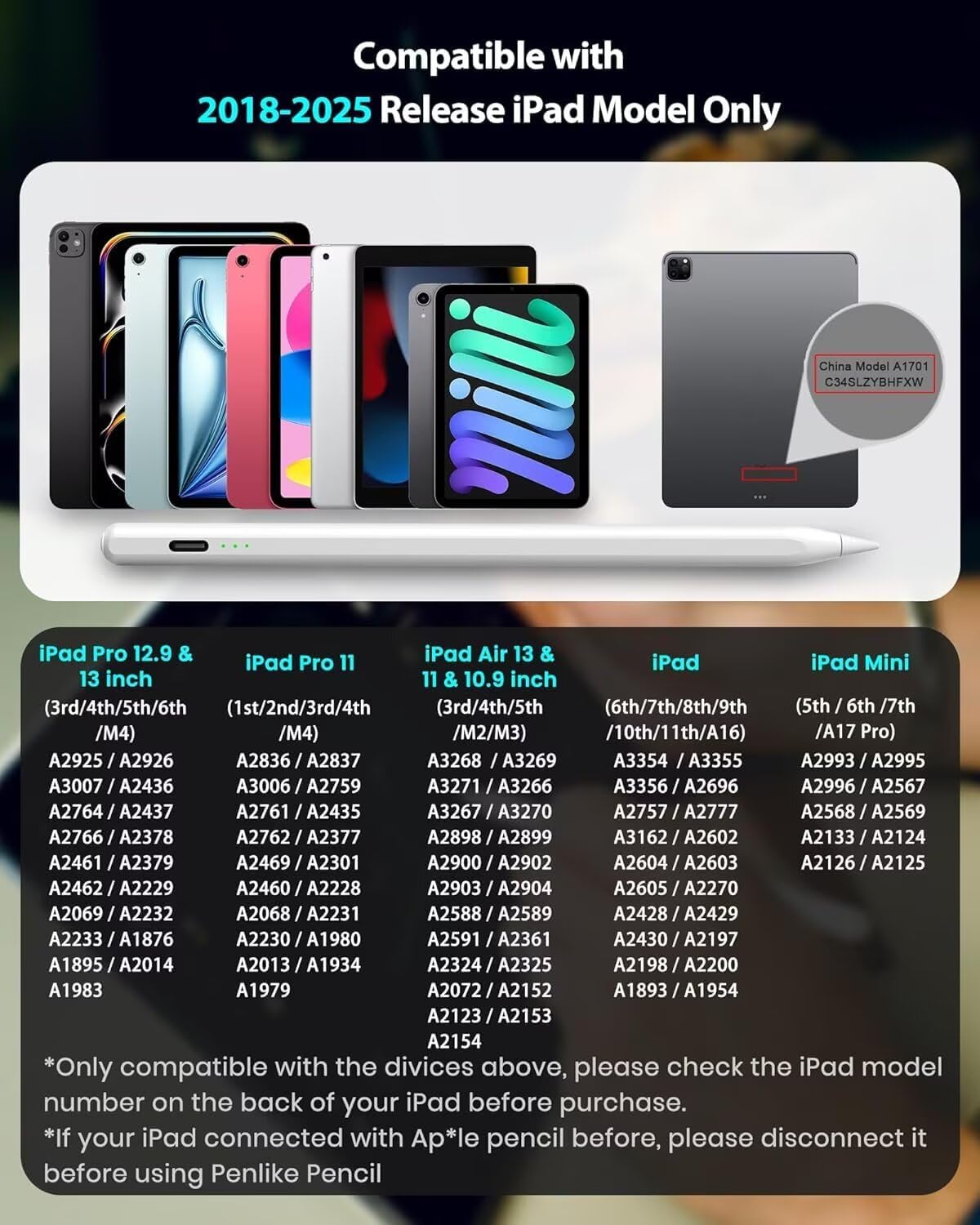 LÁPIZ TÁCTIL PENLIKE PARA APPLE IPAD 2018-2026 CARGA RÁPIDA - 2