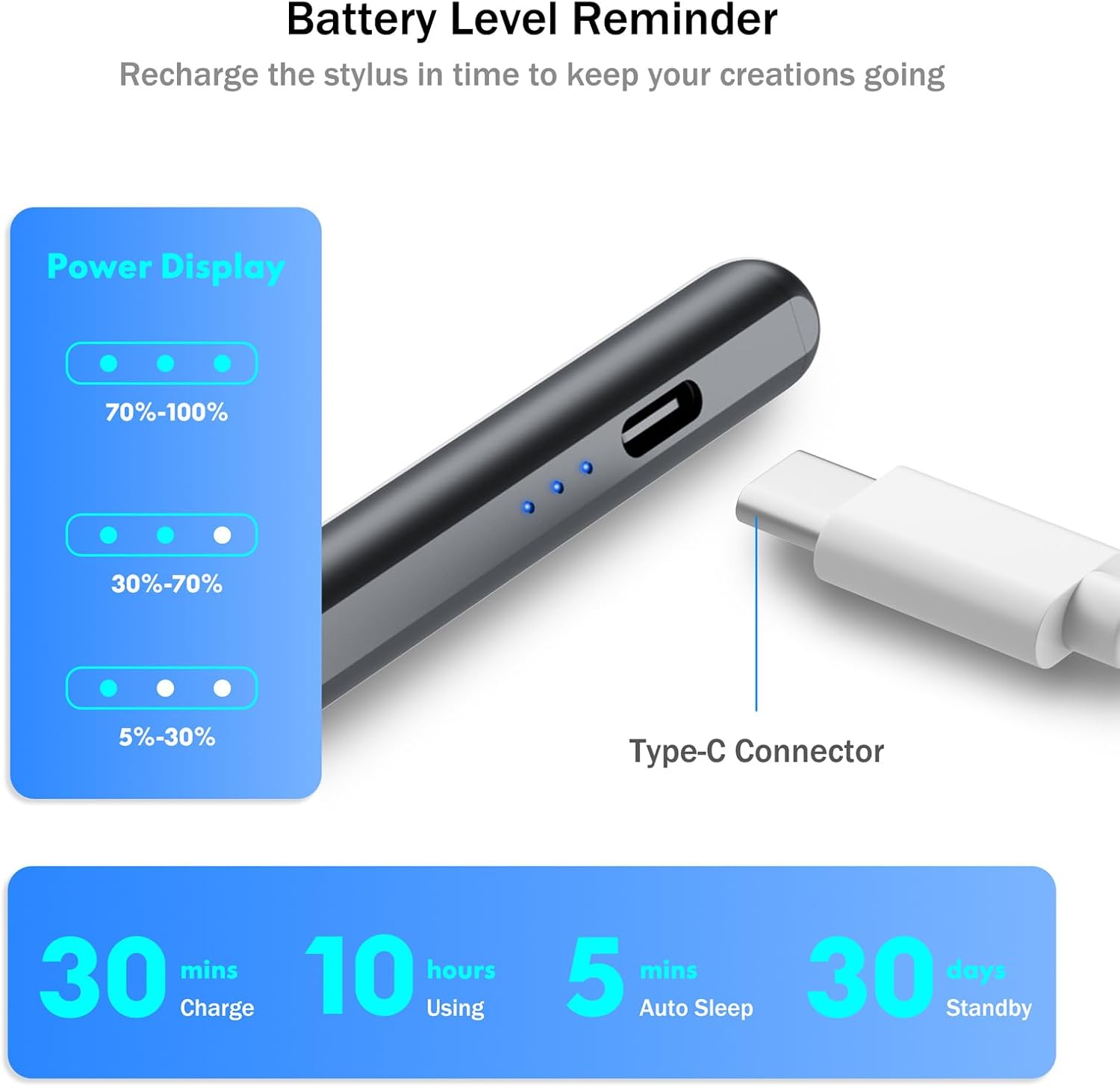 LÁPIZ STYLUS CISTEEN PARA IPAD 2018-2026 CON CARGA RÁPIDA Y SENSOR DE INCLINACIÓN - 3
