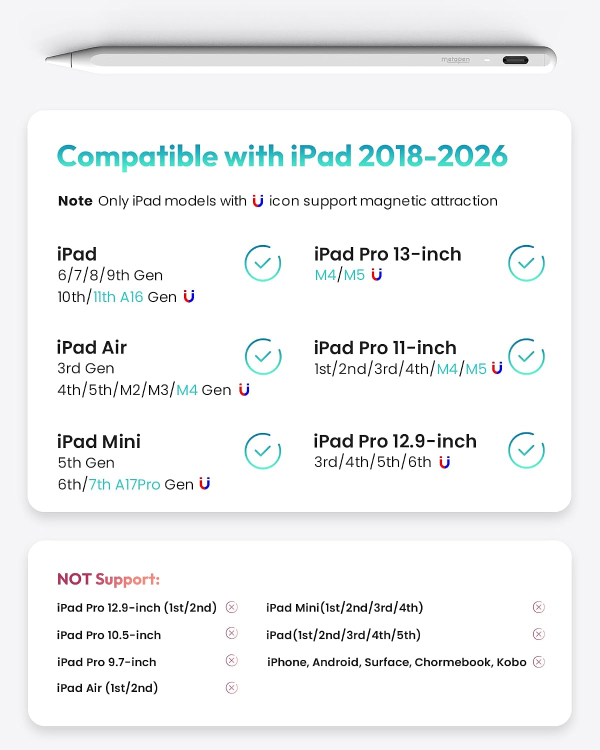 LÁPIZ METAPEN PENCIL A8 V4 PARA IPAD 2018-2026 - 2