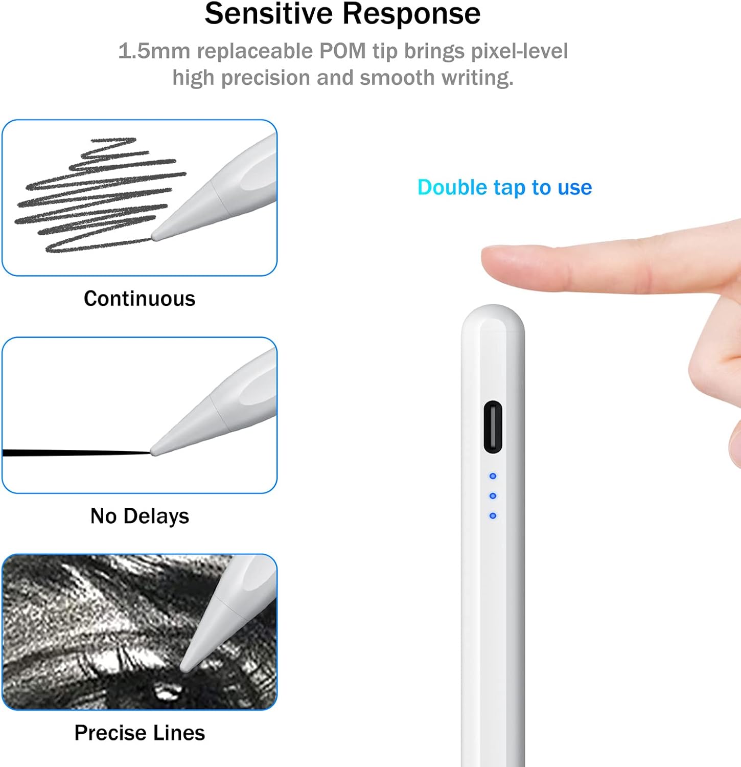 LÁPIZ STYLUS CISTEEN PARA IPAD 2018-2026 CON CARGA RÁPIDA Y SENSOR DE INCLINACIÓN - 2
