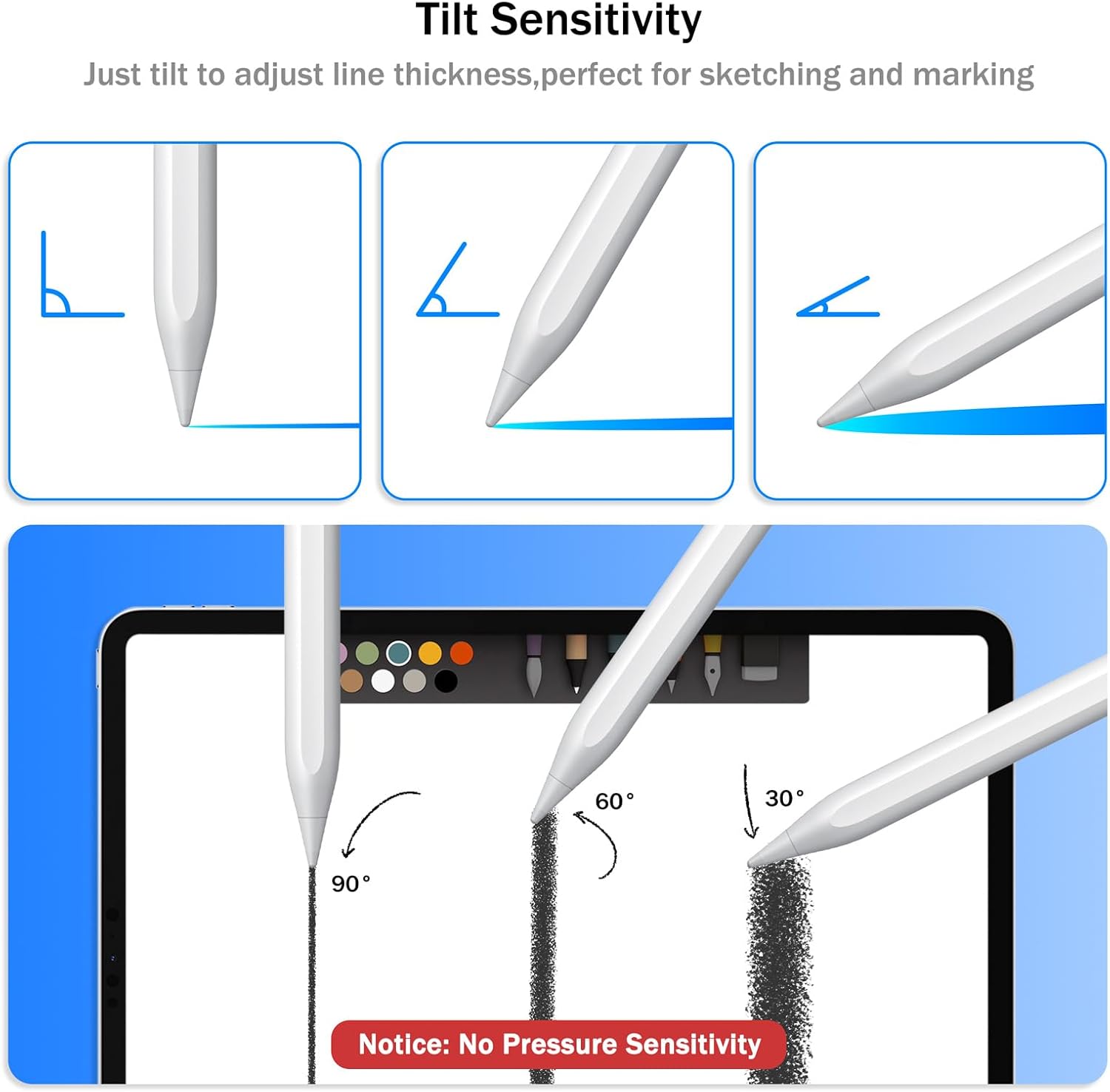 LÁPIZ STYLUS CISTEEN PARA IPAD 2018-2026 CON CARGA RÁPIDA Y SENSOR DE INCLINACIÓN - 3