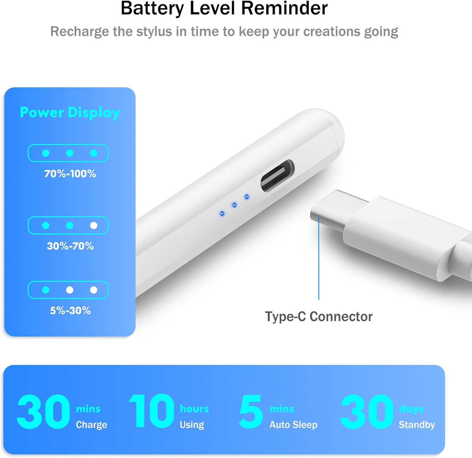 LÁPIZ STYLUS CISTEEN PARA IPAD 2018-2026 CON CARGA RÁPIDA Y SENSOR DE INCLINACIÓN - 4
