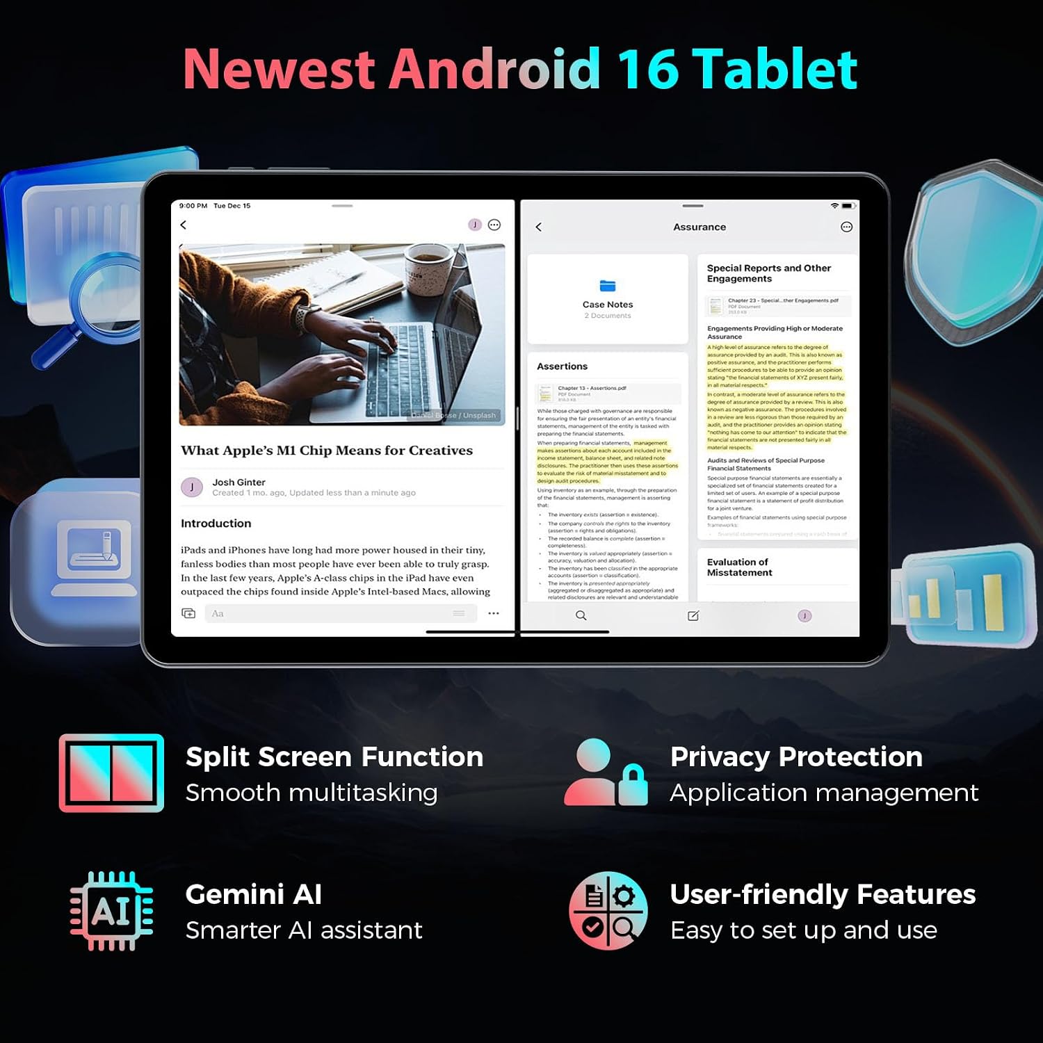 TABLET 13 PULGADAS QDDQ 2026 GEMINI AI ANDROID 16 CON TECLADO Y ESTUCHE PLATEADO - 4