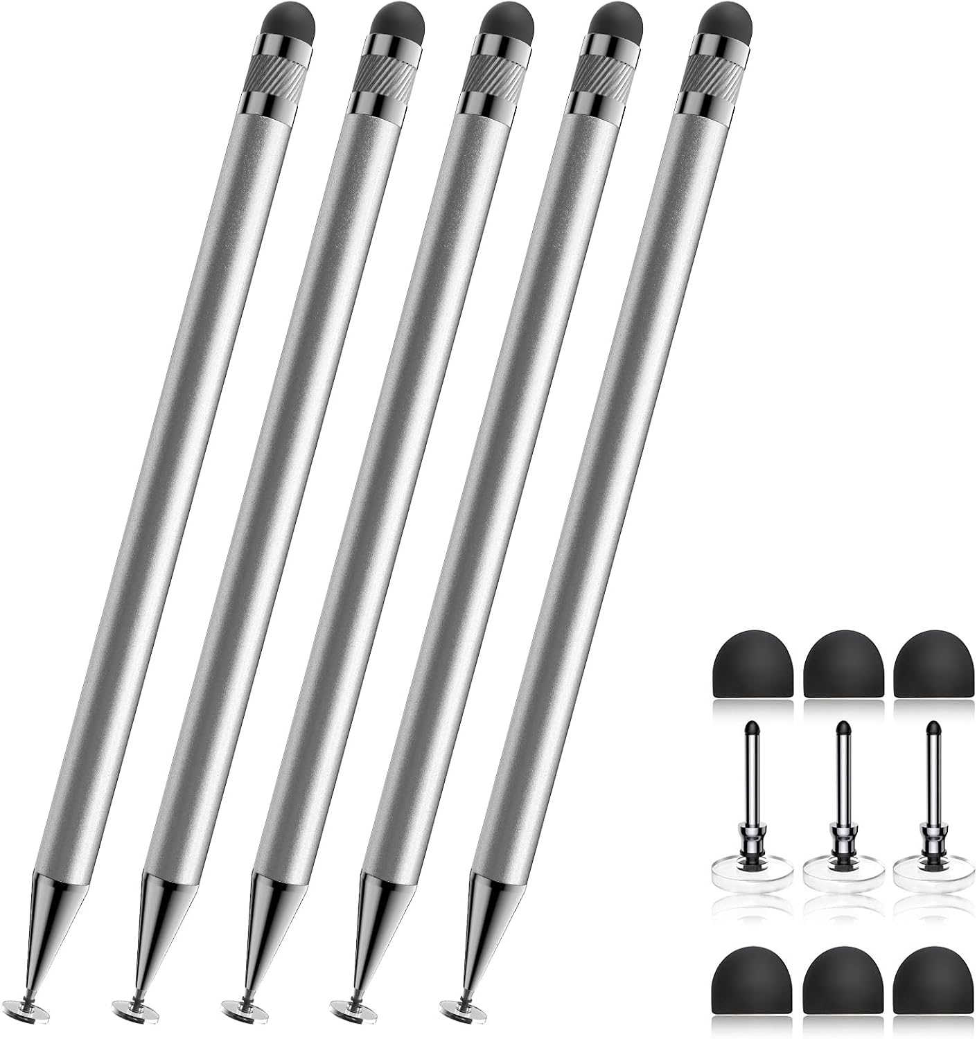 LÁPIZ TÁCTIL BOPOMOFO STYLUS 5 UNIDADES PLATEADO 2 EN 1 - 1