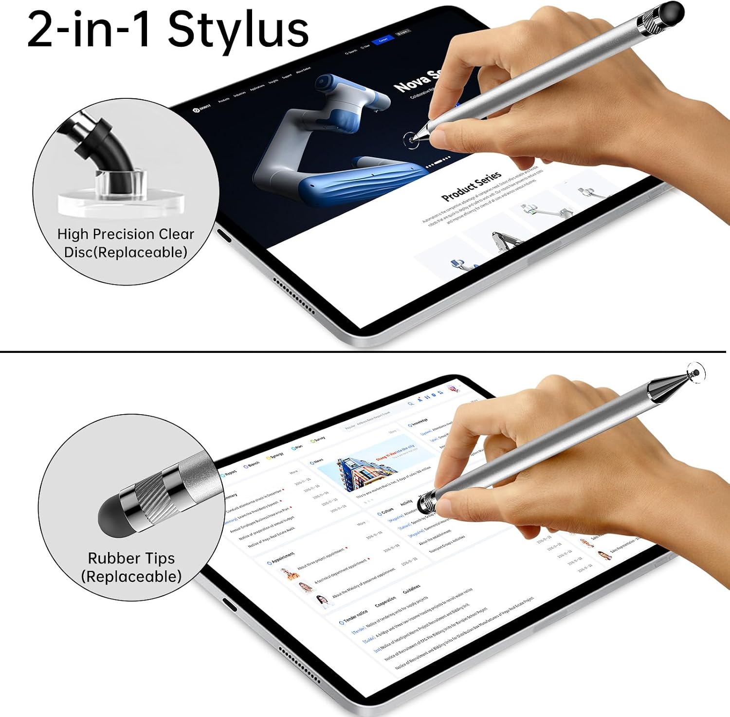 LÁPIZ TÁCTIL BOPOMOFO STYLUS 5 UNIDADES PLATEADO 2 EN 1 - 3