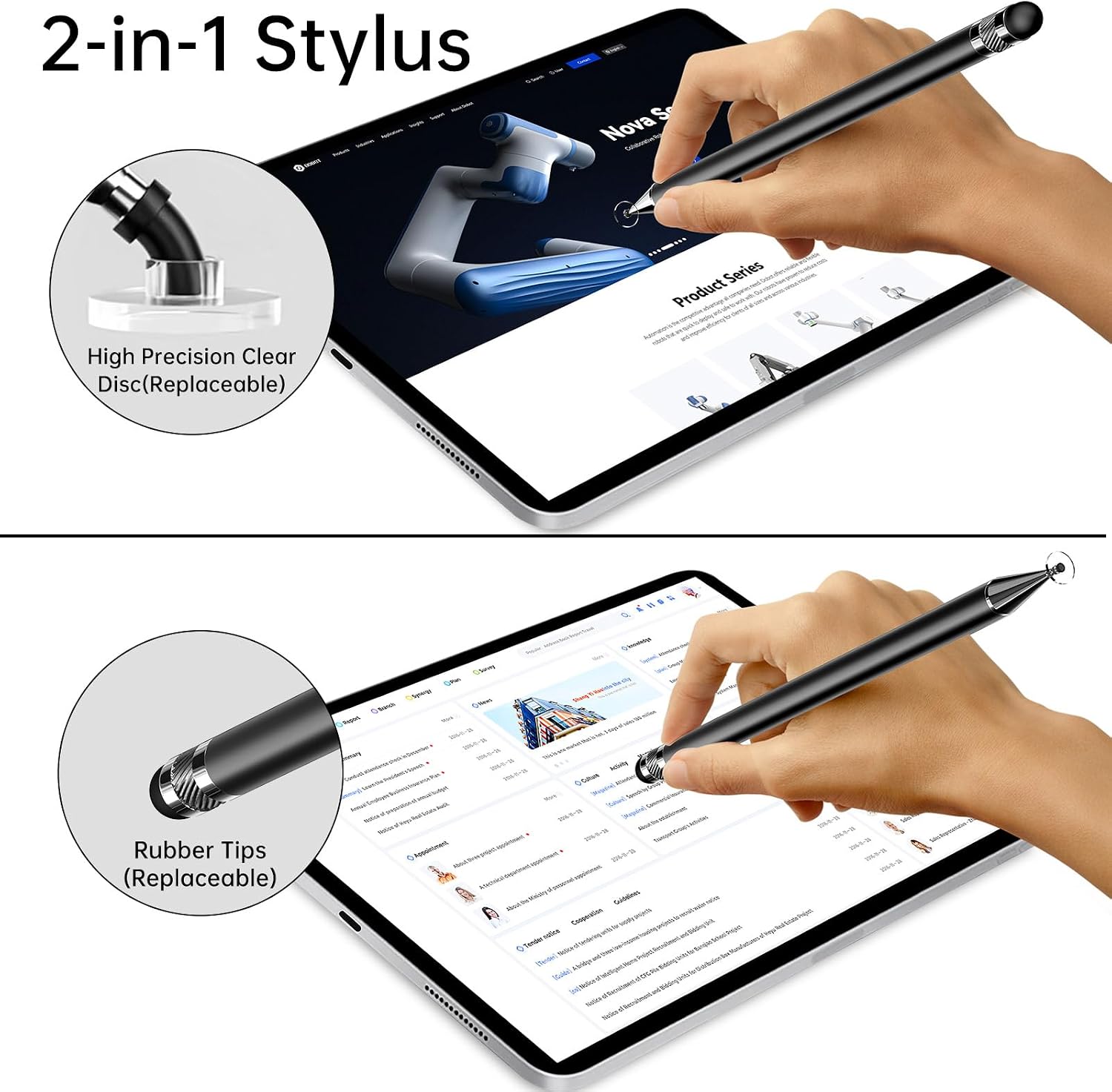 LÁPIZ TÁCTIL BOPOMOFO STYLUS 2 EN 1 NEGRO 5 UNIDADES - 3