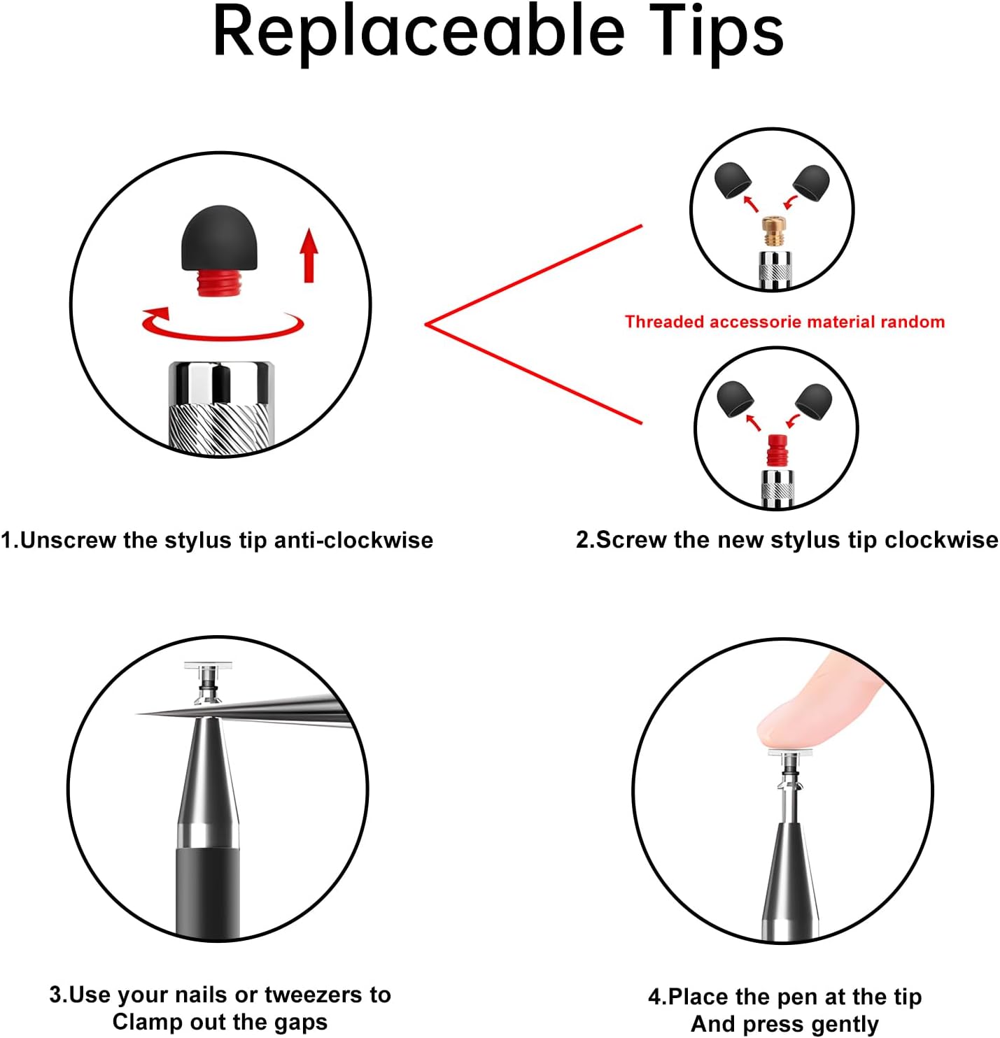 LÁPIZ TÁCTIL BOPOMOFO STYLUS 2 EN 1 NEGRO 5 UNIDADES - 5