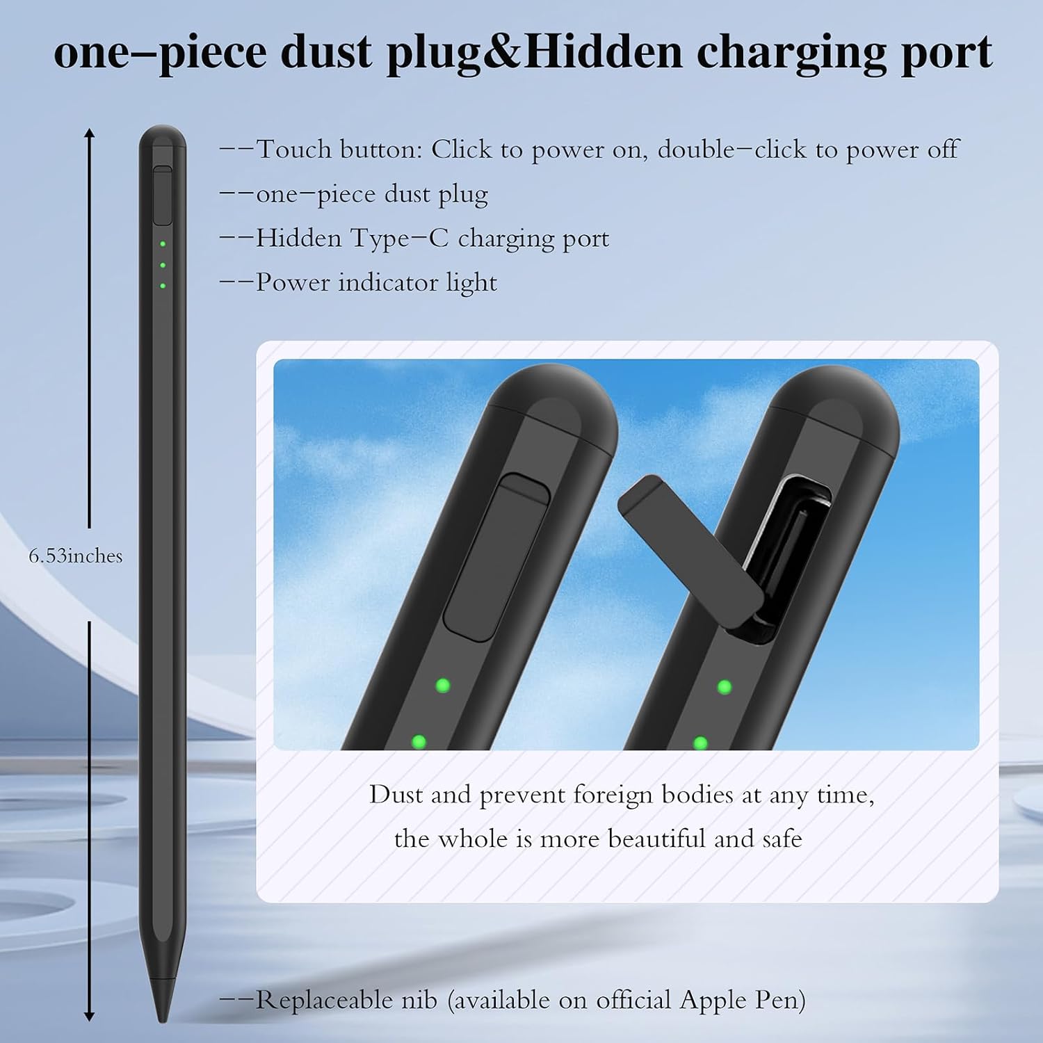 LÁPIZ STYLUS JVKZAEN PARA IPAD 11 Y 10ª GEN CON CARGA RÁPIDA Y SOPORTE PARA LÁPIZ - 3