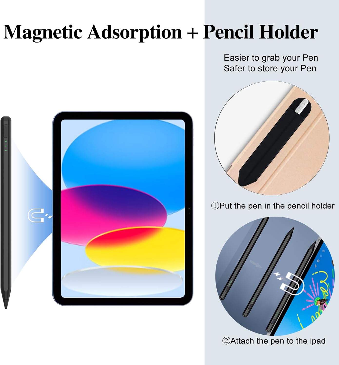 LÁPIZ STYLUS JVKZAEN PARA IPAD 11 Y 10ª GEN CON CARGA RÁPIDA Y SOPORTE PARA LÁPIZ - 4