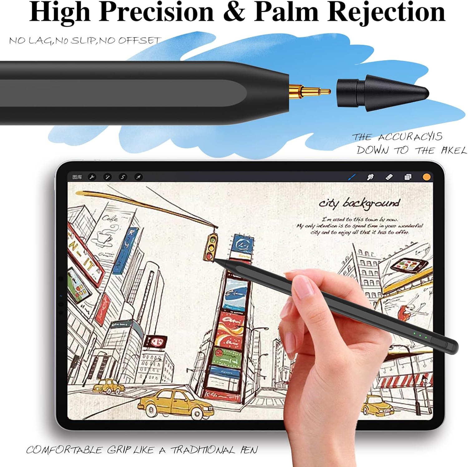 LÁPIZ STYLUS JVKZAEN PARA IPAD 11 Y 10ª GEN CON CARGA RÁPIDA Y SOPORTE PARA LÁPIZ - 5
