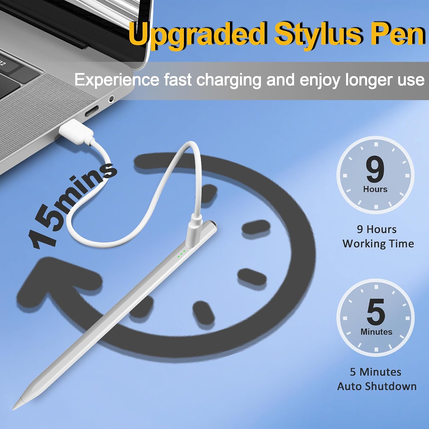 LÁPIZ STYLUS XIRON PARA IPAD 2018-2026 CARGA RÁPIDA 15 MIN SENSIBILIDAD INCLINACIÓN PLATA-BLANCO - 3
