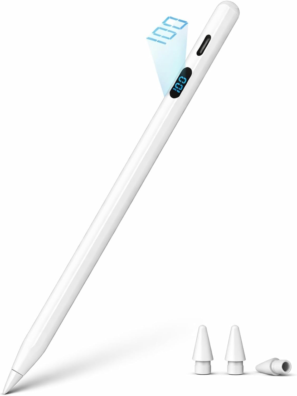 LÁPIZ PARA IPAD A-PCE PENCIL 2018-2026 CARGA RÁPIDA CON PANTALLA LED BLANCO - 1