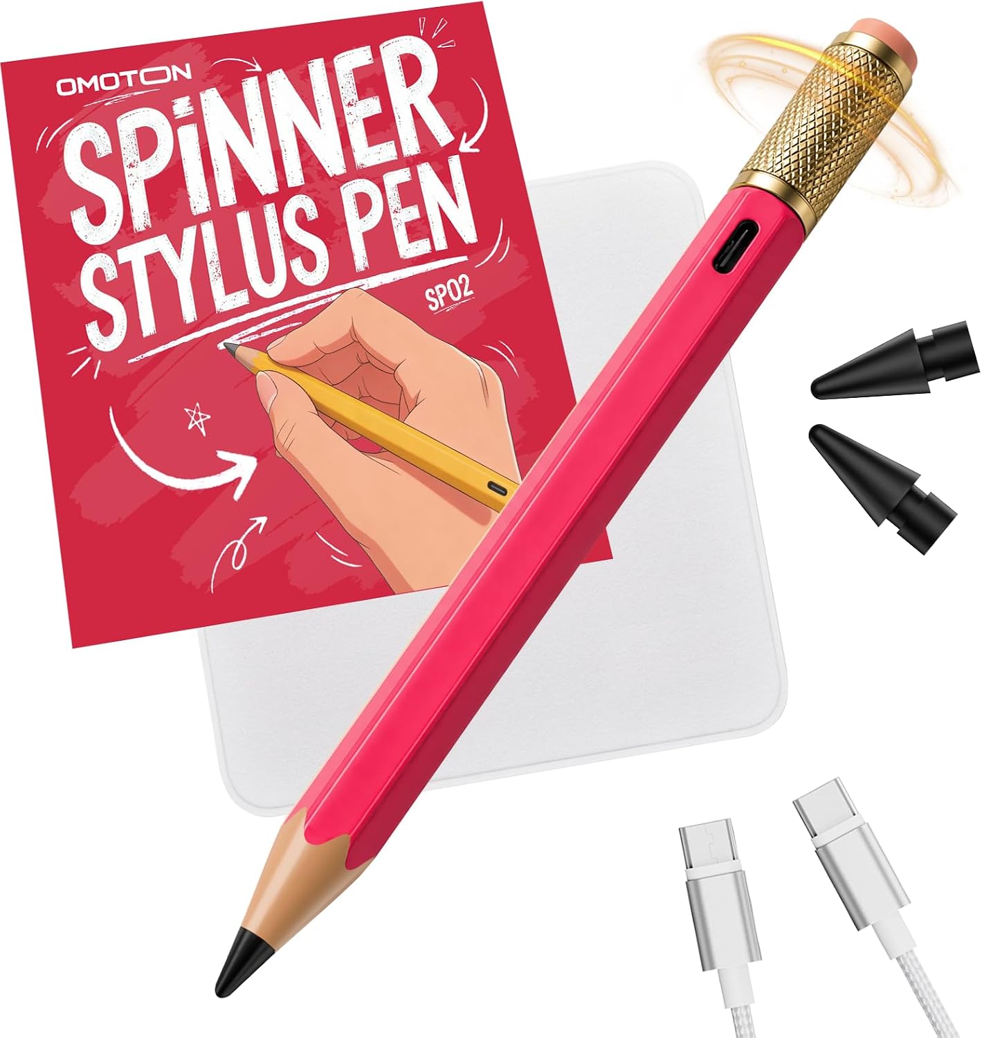 LÁPIZ STYLUS OMOTON SP02 PARA IPAD 2018-2026 CON FIDGET SPINNER - 1