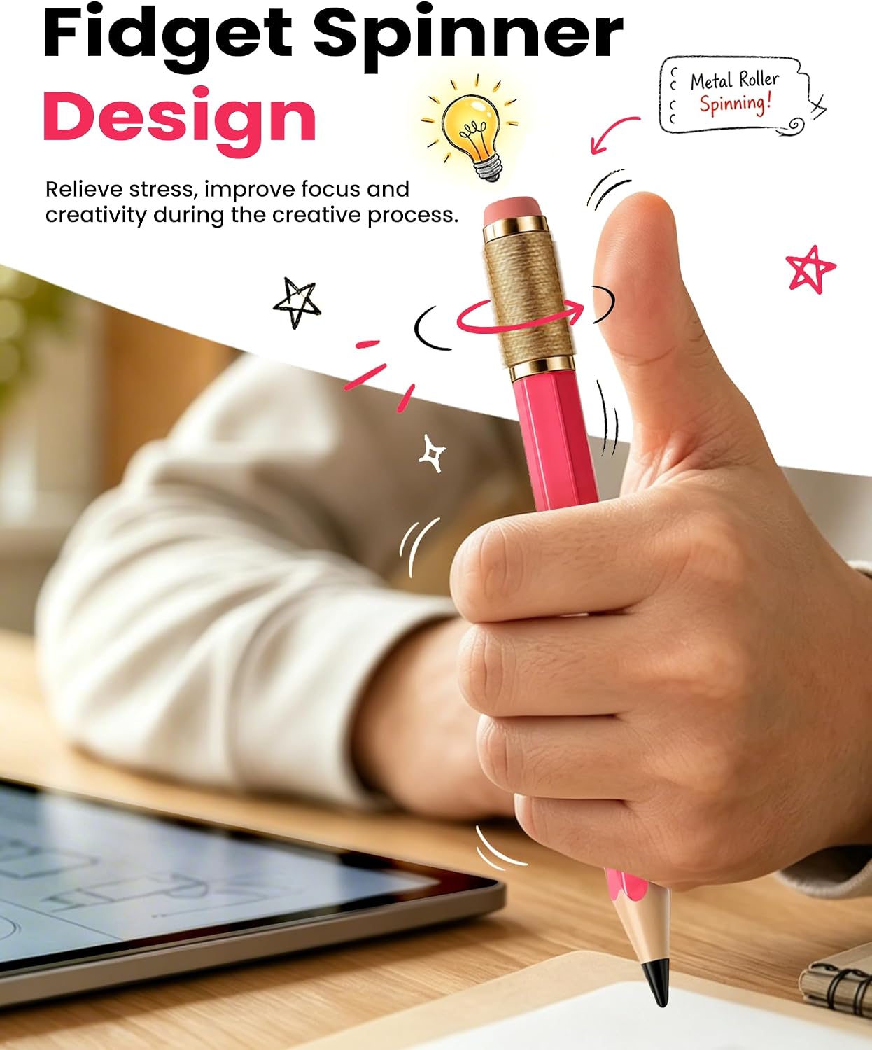 LÁPIZ STYLUS OMOTON SP02 PARA IPAD 2018-2026 CON FIDGET SPINNER - 2
