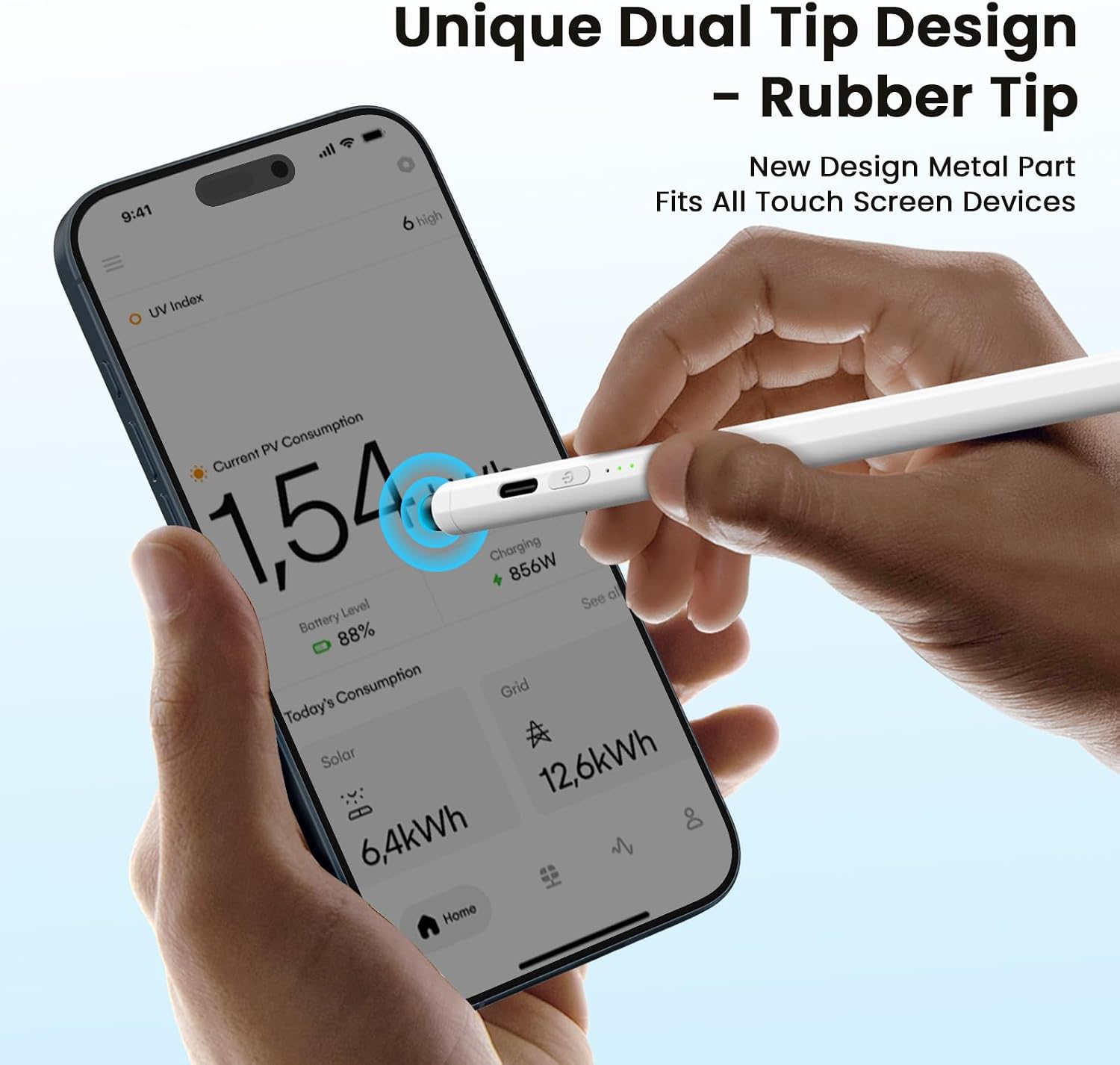 LÁPIZ TÁCTIL HASTRAITH DUAL TIP PARA IPAD 2018-2026 BLANCO CERÁMICO - 4
