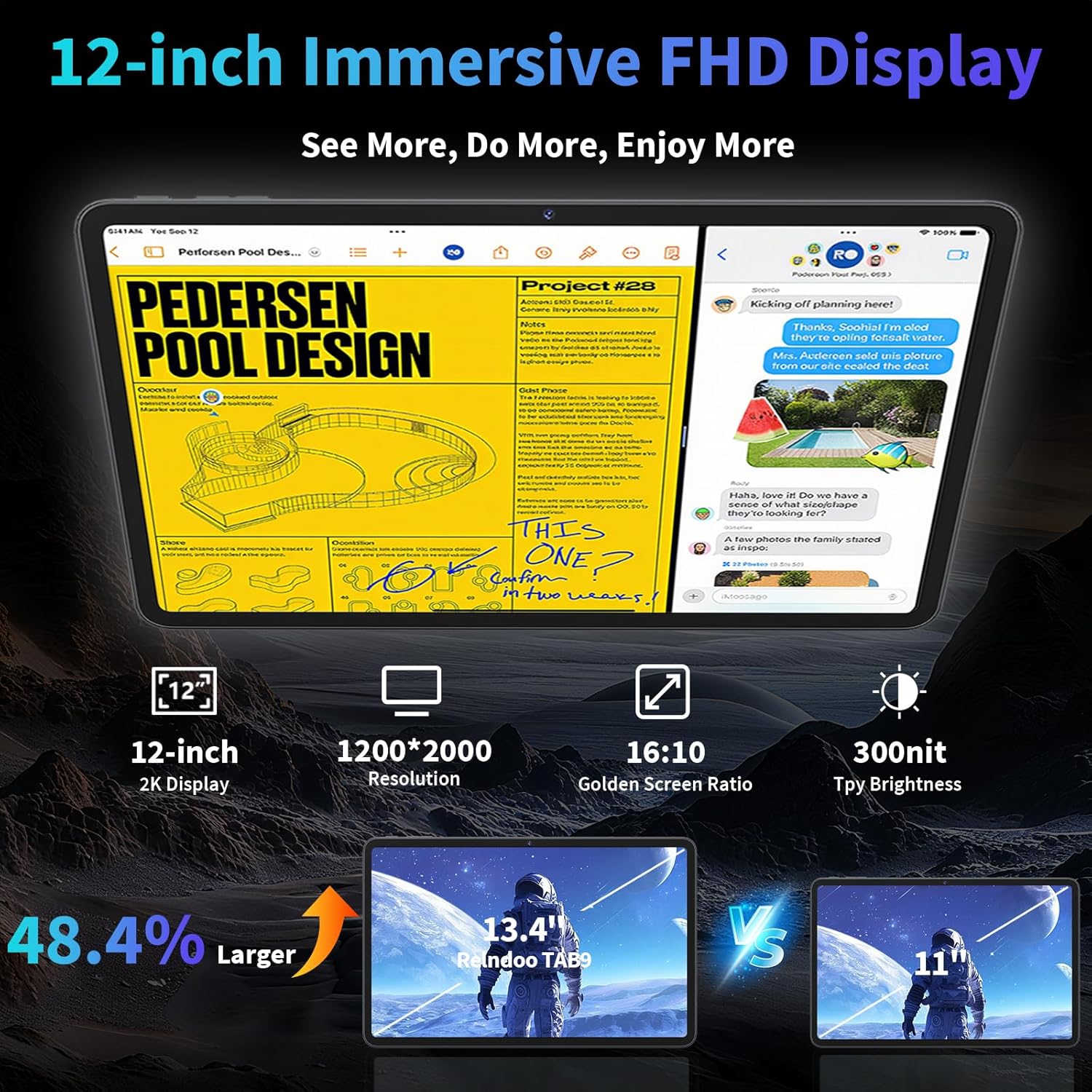 TABLET YLEEBG 12 PULGADAS ANDROID 16 CON TECLADO 24GB RAM 256GB ROM EXPANDIBLE 2TB ROSA - 5